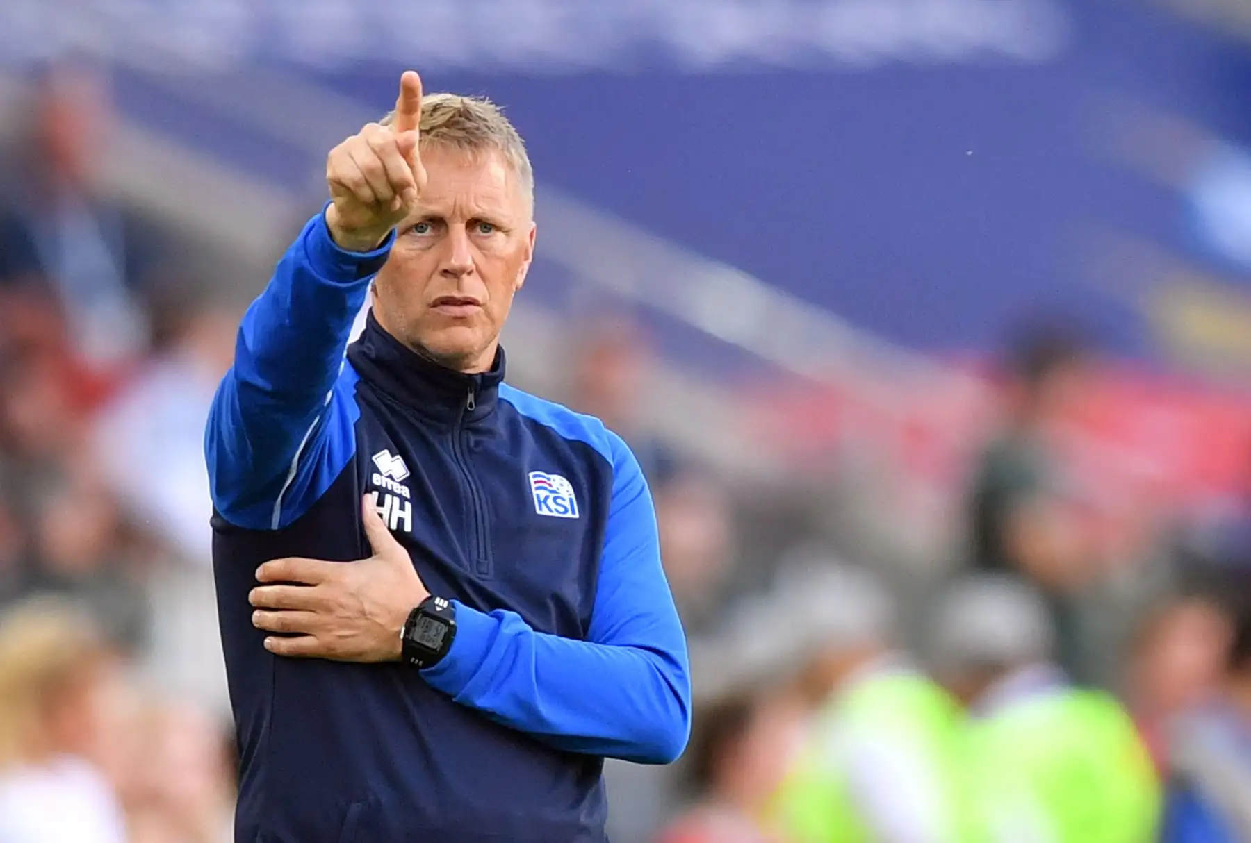 El entrenador de Islandia, Heimir Hallgrimsson, reacciona durante el partido de fútbol del Grupo D de la Copa Mundial Rusia 2018 entre Argentina e Islandia en el Estadio Spartak de Moscú el 16 de junio de 2018. Foto: AFP