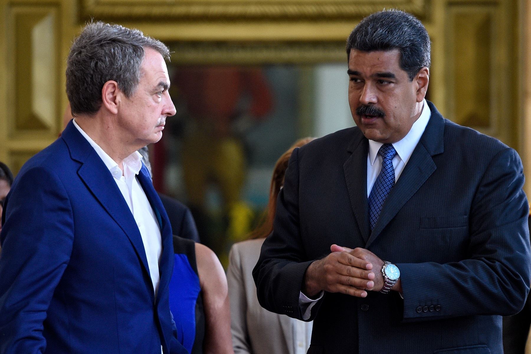 José Luis Rodríguez Zapatero durante la reunión que sostuvo con Nicolás Maduro el mes pasado. Foto: AFP.