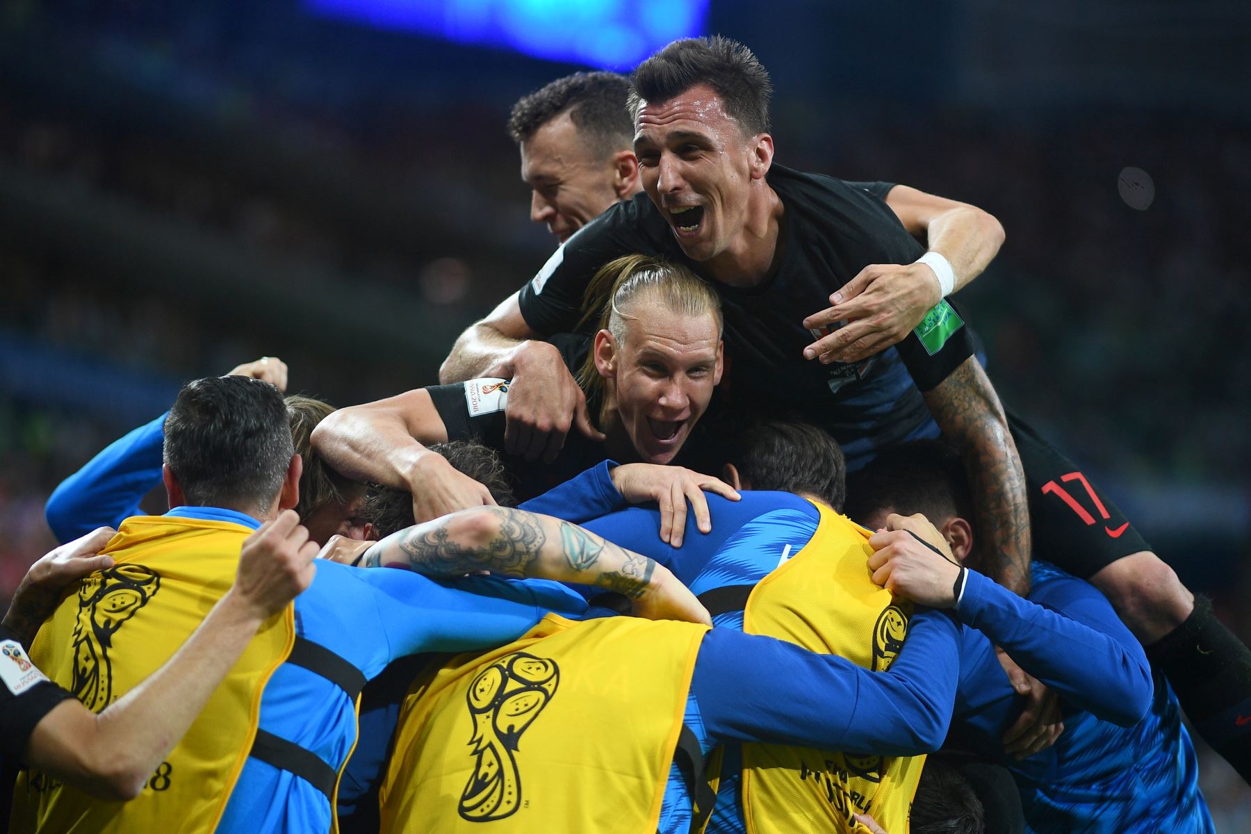 Los jugadores de Croacia celebran después de marcar su segundo gol durante el partido de fútbol del Grupo D de la Copa Mundial Rusia 2018 entre Argentina y Croacia en el Estadio Nizhny Novgorod en Nizhny Novgorod el 21 de junio de 2018. / AFP