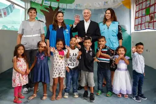 Temer visita refugio para venezolanos en el Estado de Roraima Foto: AFP