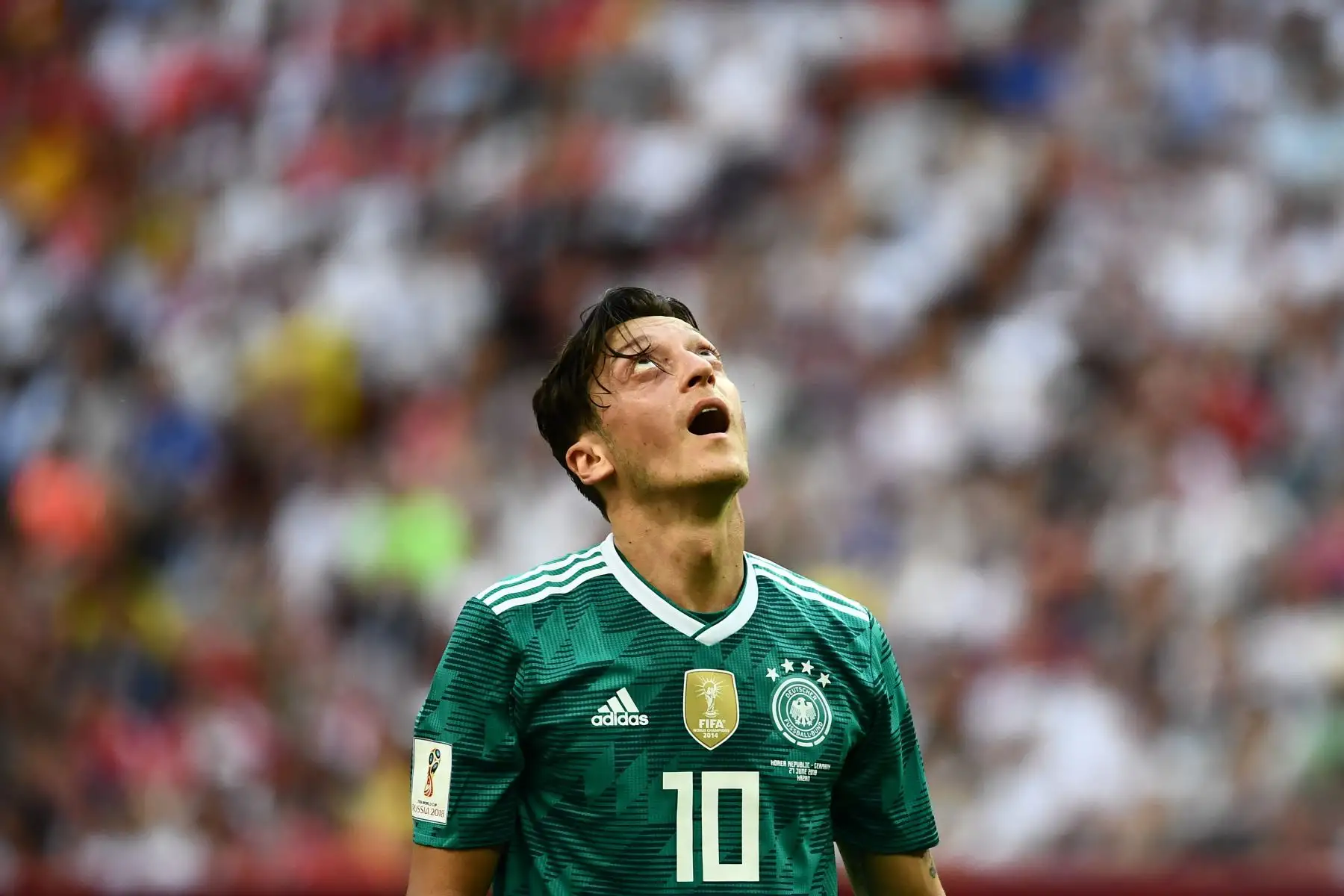 El centrocampista alemán Mesut Ozil durante el partido de fútbol del grupo F de la Copa Mundial de Rusia 2018 entre Corea del Sur y Alemania en el Kazan Arena, el 27 de junio del 2018. Foto: AFP.