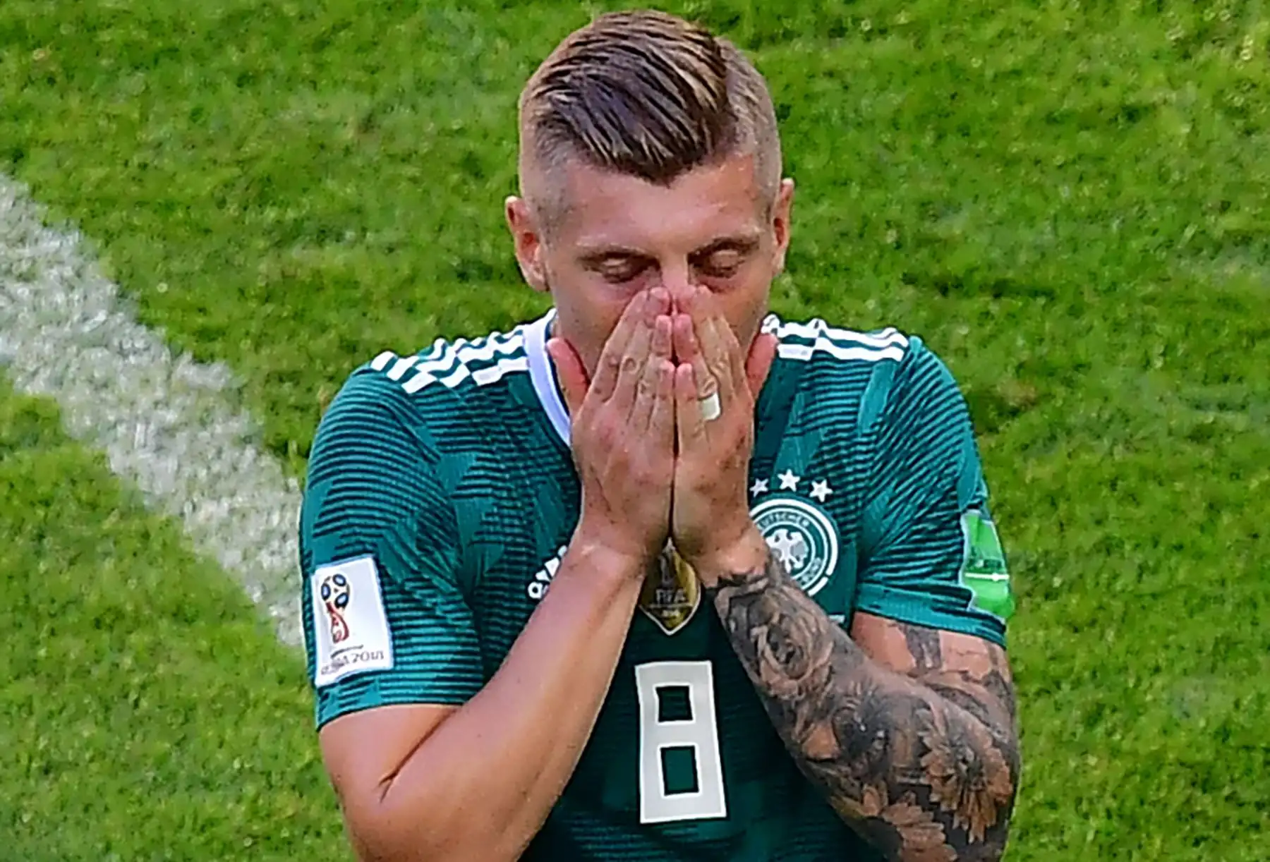 El centrocampista alemán Toni Kroos, durante el partido de fútbol del grupo F de la Copa Mundial de Rusia 2018 entre Corea del Sur y Alemania en el Kazan Arena, el 27 de junio del 2018. Foto: AFP.