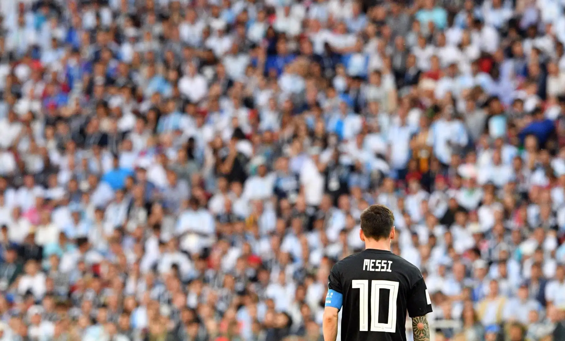 El delantero argentino Lionel Messi reacciona al final del partido de fútbol del Grupo D de la Copa Mundial Rusia 2018 entre Argentina e Islandia en el Spartak Stadium de Moscú el 16 de junio de 2018. Foto: AFP