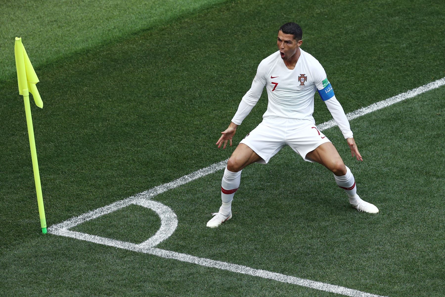 Cristiano Ronaldo, celebra después de anotar un gol durante el partido del grupo B de la Copa Mundial de la FIFA 2018 Rusia entre Portugal y Marruecos en el Estadio Luzhniki el 20 de junio de 2018 en Moscú, Rusia. Foto: AFP