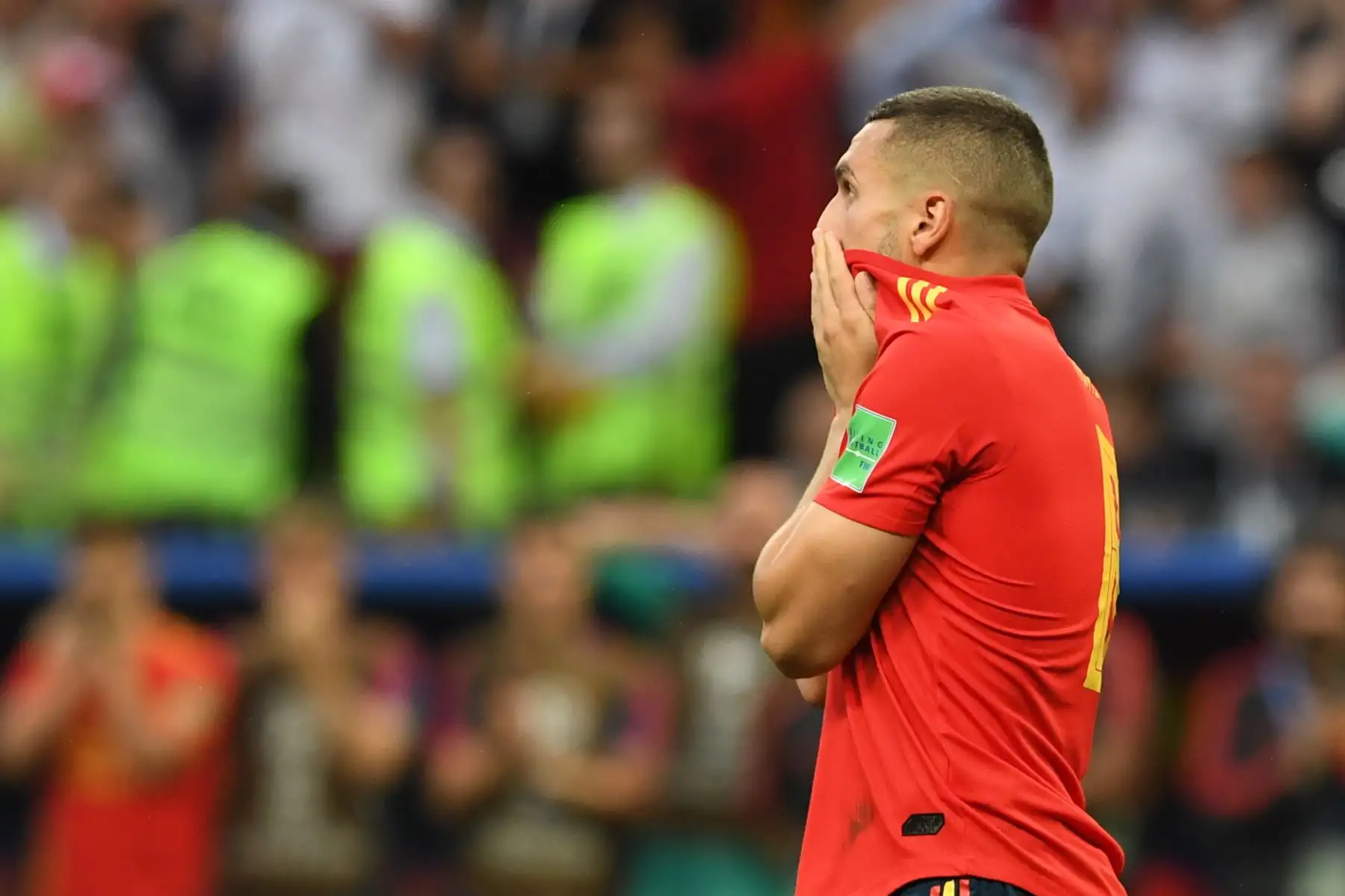 El centrocampista español Koke reacciona después de perder un penal durante la tanda de penaltis durante la ronda de octavos de final de la Copa Mundial Rusia 2018 entre España y Rusia en el Estadio Luzhniki en Moscú el 1 de julio de 2018.
Francisco LEONG / AFP