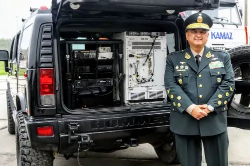 Director general de la Policía Nacional Richard Zubiate, presenta Centro de Comunicaciones Móvil de la PNP en la feria Innova - 2018 que organiza el Ejército del Perú. ANDINA/Luis Iparraguirre