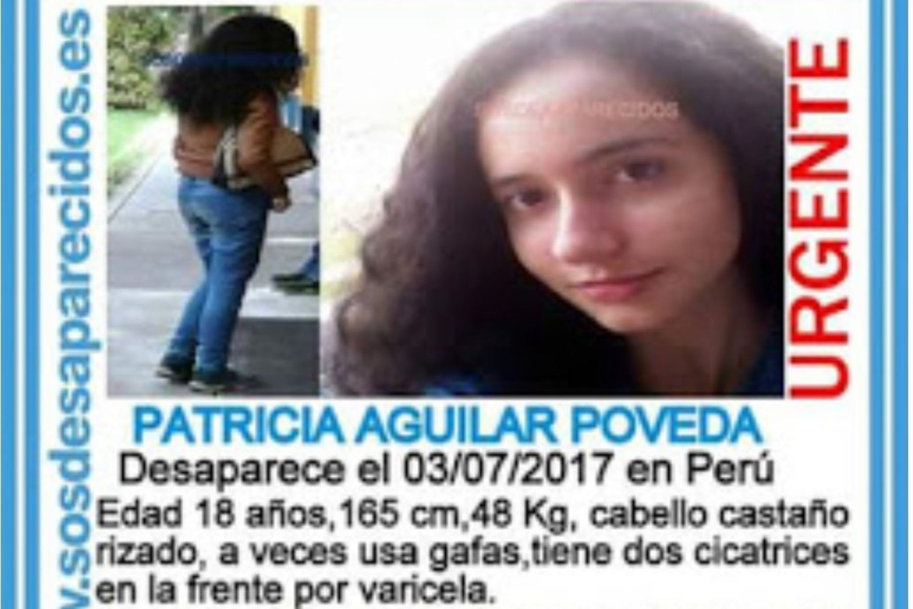 La ciudadana española Patricia Aguilar, de 19 años, llegó hoy a Lima en compañía de una bebé, hija suya de poco más de un mes, procedente de la selva peruana, donde fue ubicada en la víspera por la Policía Nacional durante una intervención contra la trata de personas.