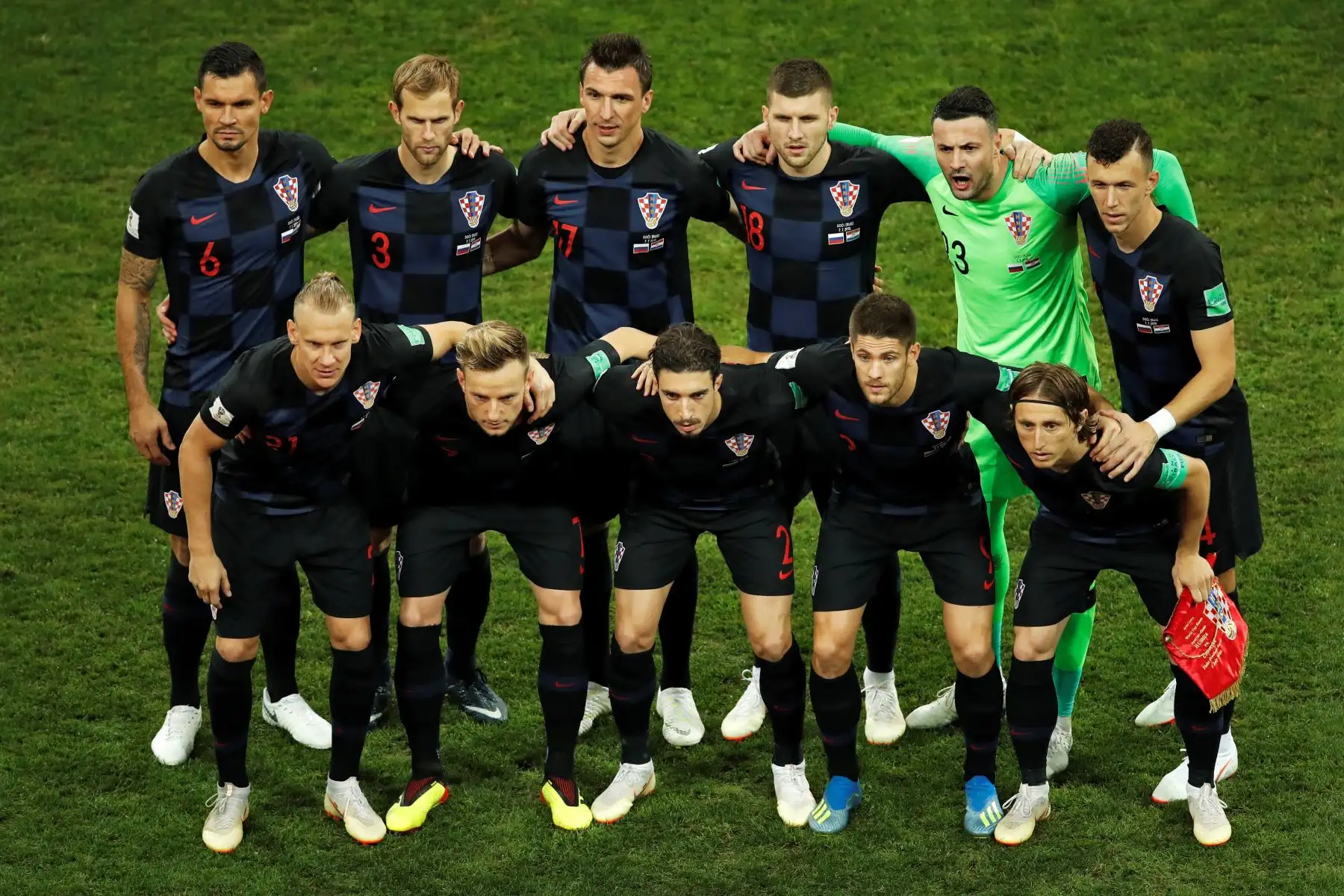 Los jugadores de Croacia posan antes del partido de cuartos de final de la Copa Mundial Rusia 2018 entre Rusia y Croacia en el estadio Fisht de Sochi .Foto:AFP
