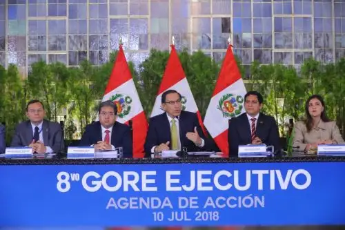 una nueva edición del Gore-Ejecutivo, con la participación de ministros de Estado y gobernadores regionales. Foto: ANDINA/Prensa Presidencia	SELECCIONAR El presidente Martín Vizcarra, inaugura una nueva edición del Gore-Ejecutivo, con la participación de ministros de Estado y gobernadores regionales. Foto: ANDINA/Prensa Presidencia 10/07/2018   El presidente Martín Vizcarra, inaugura una nueva edición del Gore-Ejecutivo, con la participación de ministros de Estado y gobernadores regionales. Foto: ANDINA/Pre