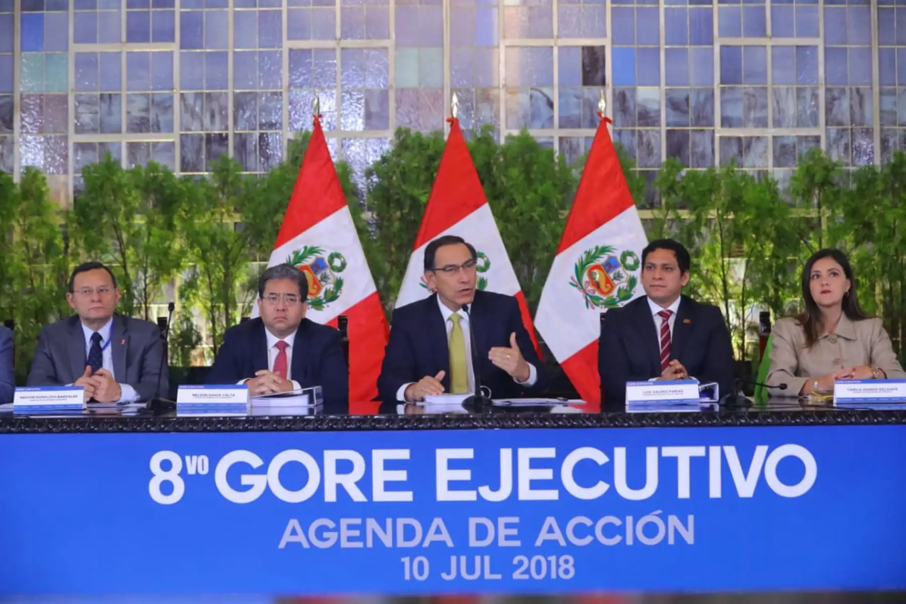 una nueva edición del Gore-Ejecutivo, con la participación de ministros de Estado y gobernadores regionales. Foto: ANDINA/Prensa Presidencia	SELECCIONAR El presidente Martín Vizcarra, inaugura una nueva edición del Gore-Ejecutivo, con la participación de ministros de Estado y gobernadores regionales. Foto: ANDINA/Prensa Presidencia 10/07/2018   El presidente Martín Vizcarra, inaugura una nueva edición del Gore-Ejecutivo, con la participación de ministros de Estado y gobernadores regionales. Foto: ANDINA/Pre