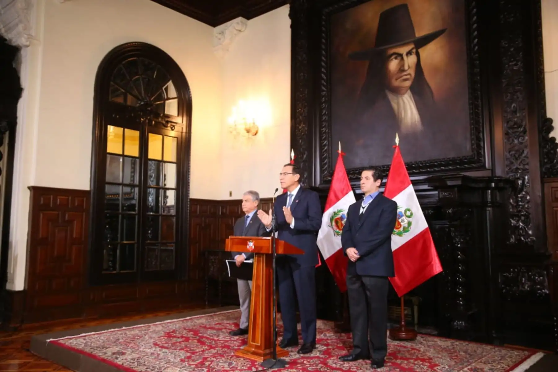 Presidente de la República Martín Vizcarra, realiza pronunciamiento en el Salón Túpac Amaru de Palacio de Gobierno. Foto: ANDINA/Prensa Presidencia