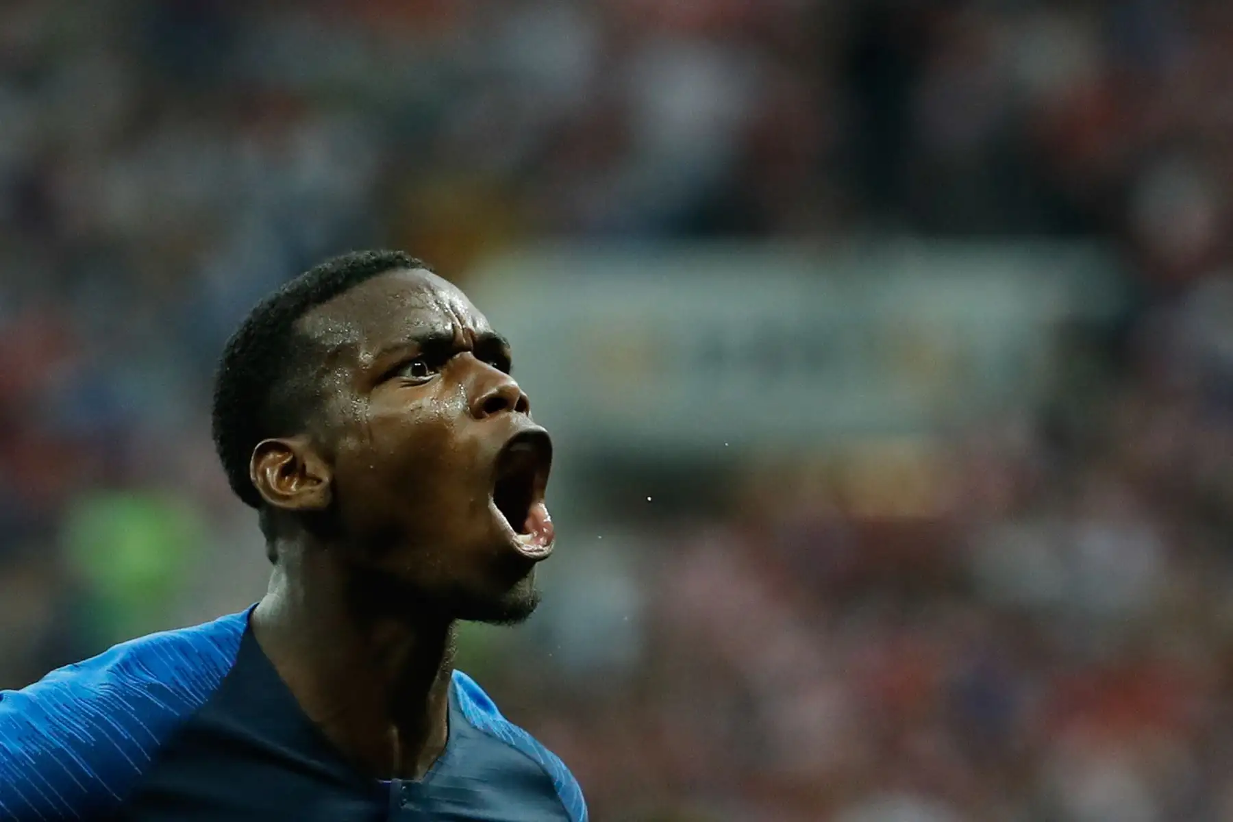 Paul Pogba, celebra el gol de 3-1 durante el partido de la final de la Copa Mundial Rusia 2018 entre Francia y Croacia.Foto.AFP