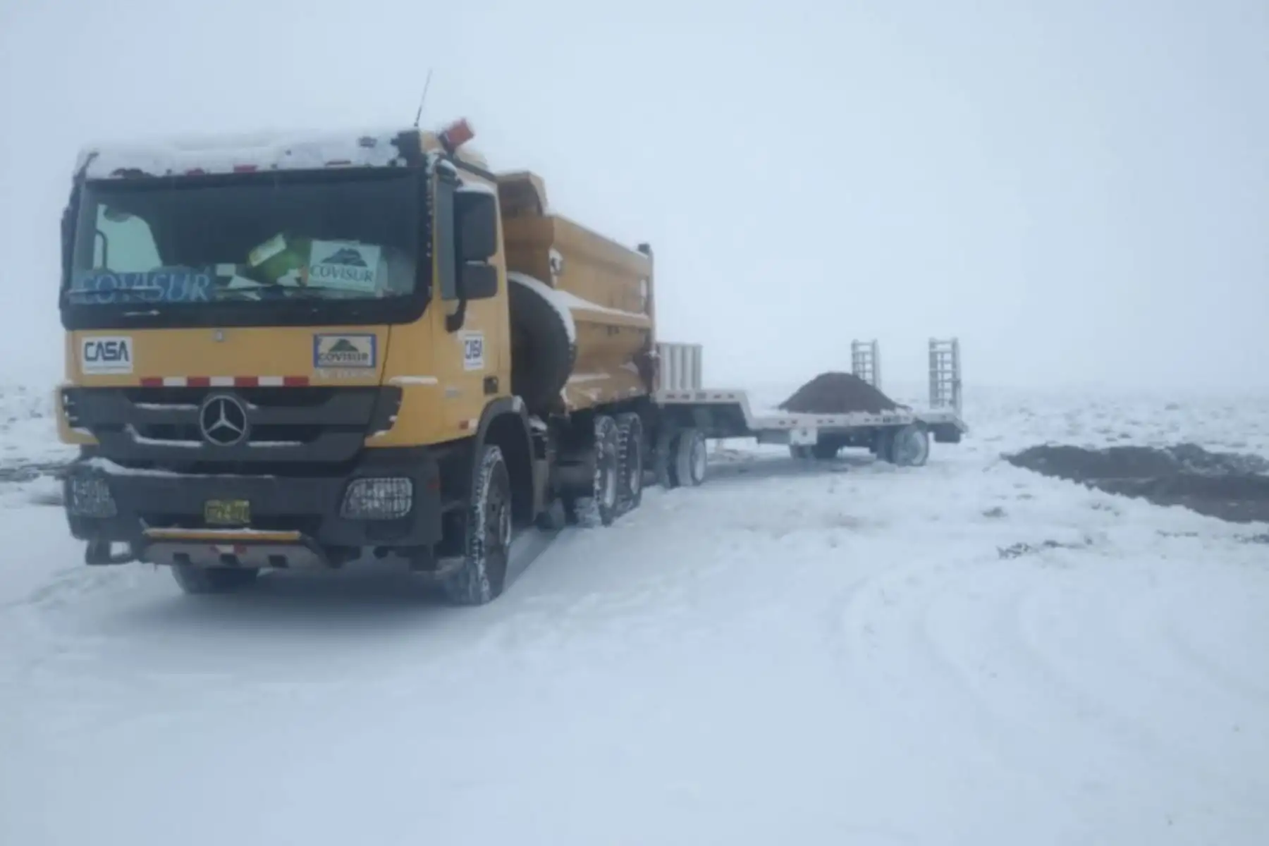 El tránsito es restringido en tres tramos ubicados en tres provincias de la región Arequipa, debido a la presencia de nevadas que cayeron durante la madrugada, informó el MTC. ANDINA/Difusión