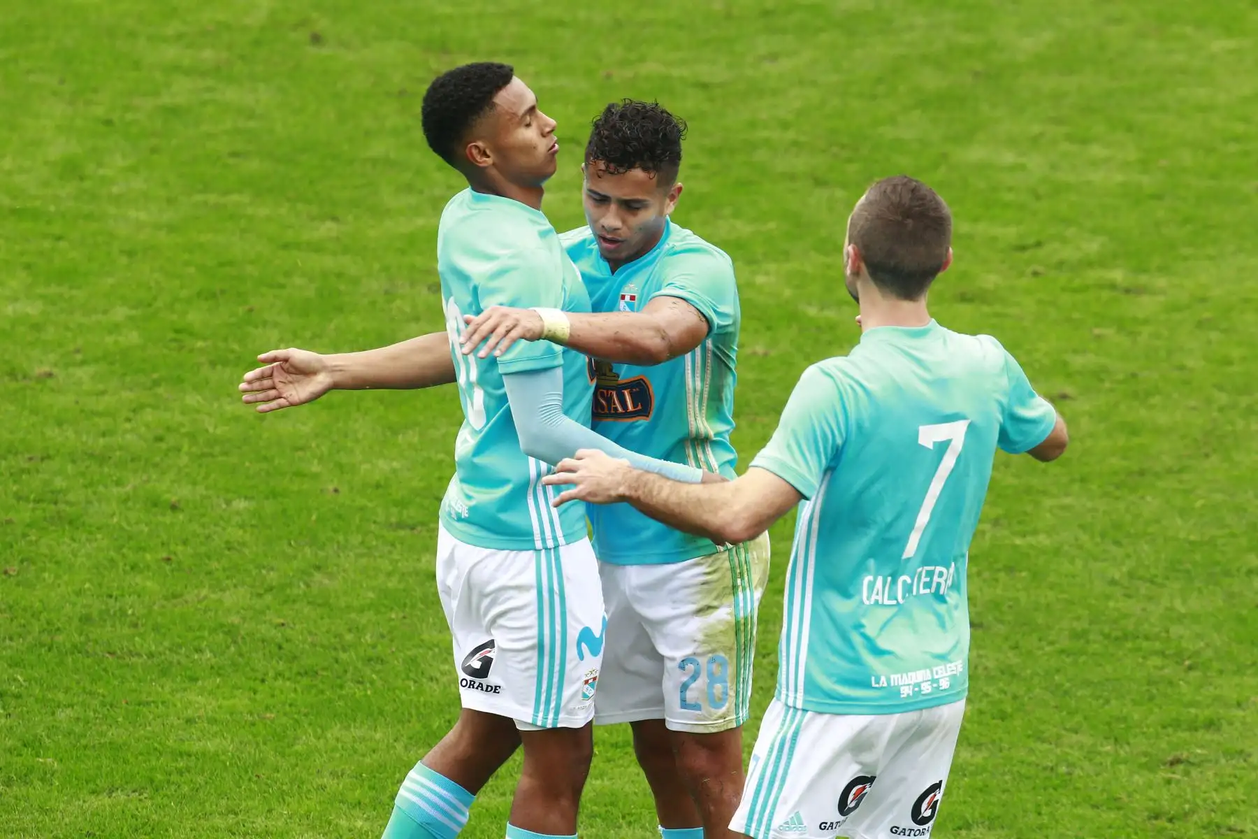 Marcos Lopez de Sporting Cristal celebra su gol frente Melgar donde logró imponerse 2 a 0 por el Torneo de Apertura de fútbol peruano . Foto - ANDINA/Eddy Ramos.
