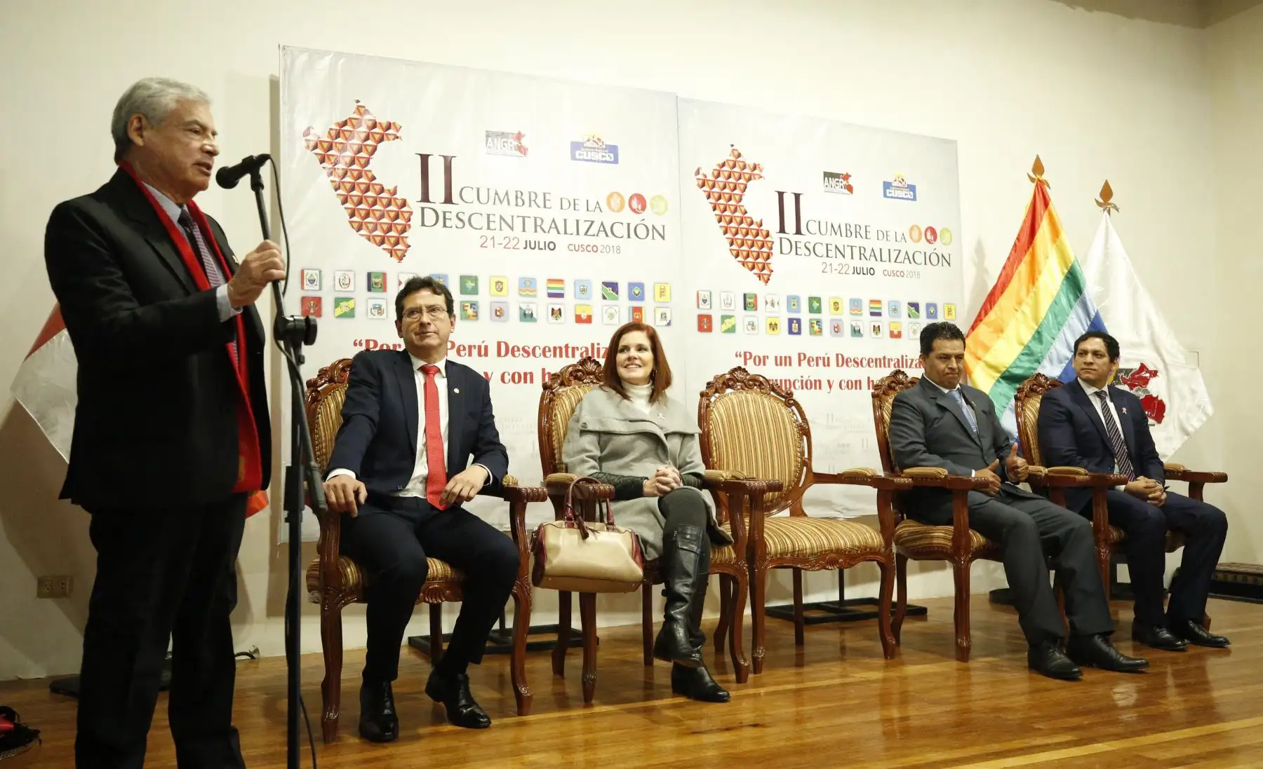 La vicepresidenta de la República, Mercedes Aráoz participó en la II Cumbre de la Descentralización, Cusco 2018.Foto:ANDINA/ PCM