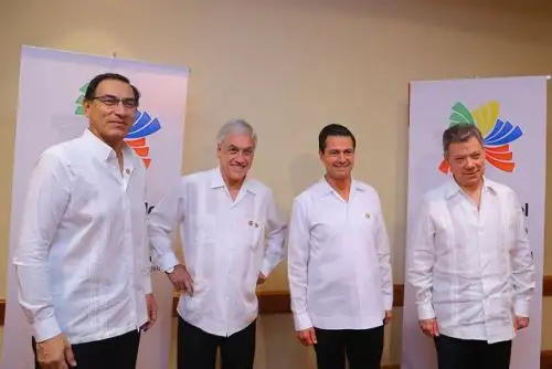 Presidentes de Perú, Martín Vizcarra; de Chile, Sebastián Piñera; de México, Enrique Peña Nieto, y de Colombia, Juan Manuel Santos, participan en XIII Cumbre de la Alianza del Pacífico.