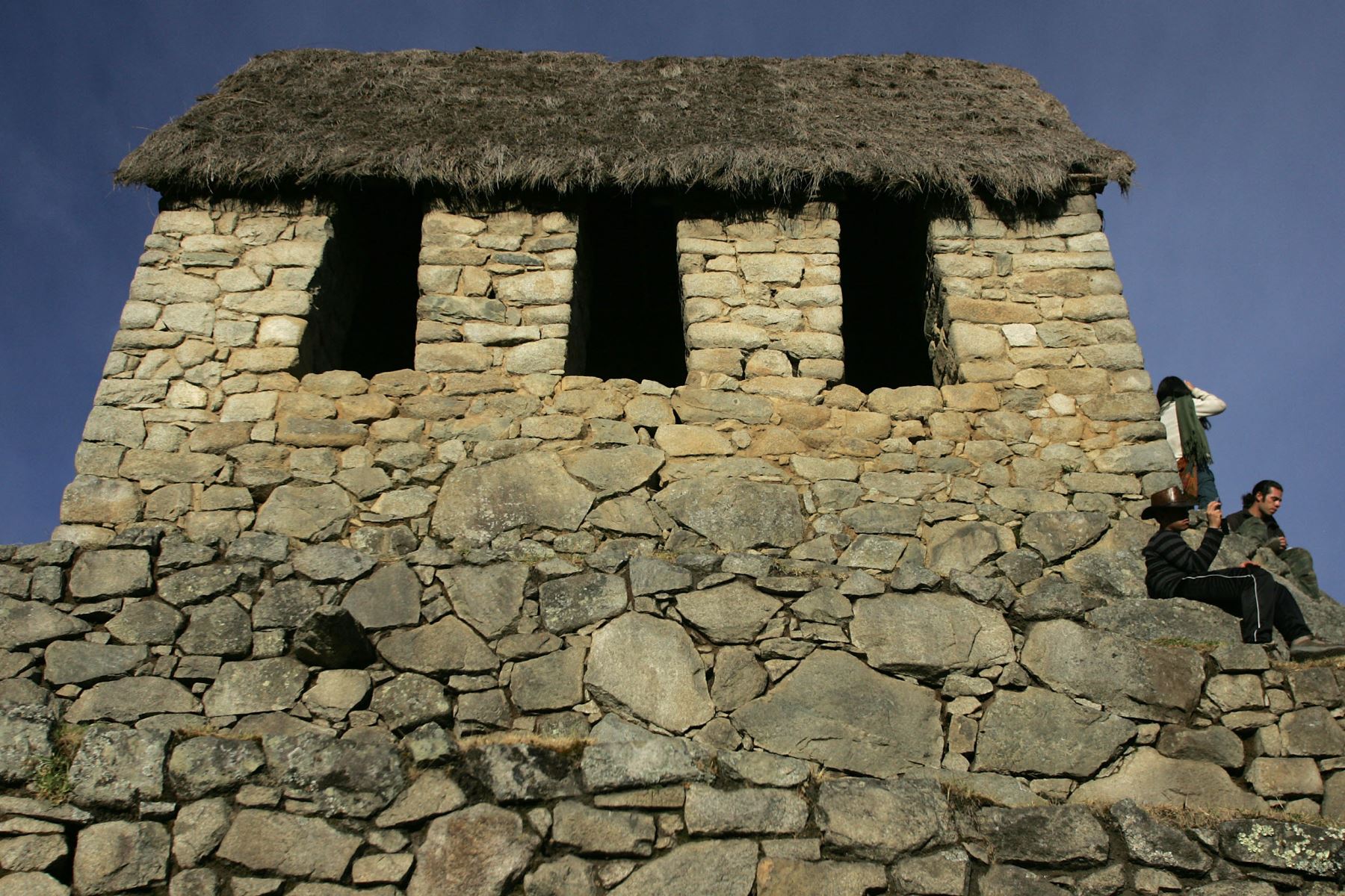 Casa situadas en las ruinas de la Ciudadela Inca de Machu Picchu en Cusco, el 23 de junio de 2007.AFP