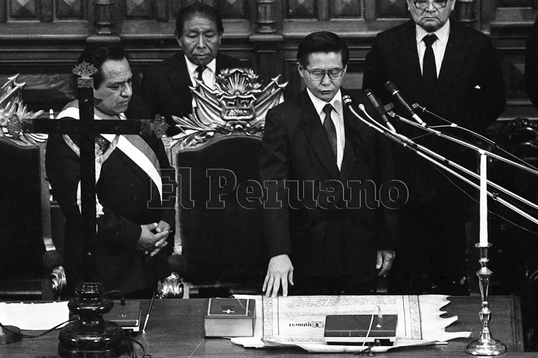 Juramentación del ingeniero Alberto Fujimori como nuevo presidente de la República ( 28 julio 1990).  Foto: Archivo Histórico de EL PERUANO