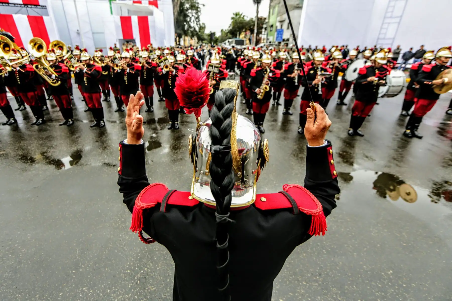 Práctica del Desfile Militar en la avenida Brasil, que se realizará el 29 de julio.  Foto: ANDINA/Luis Iparraguirre