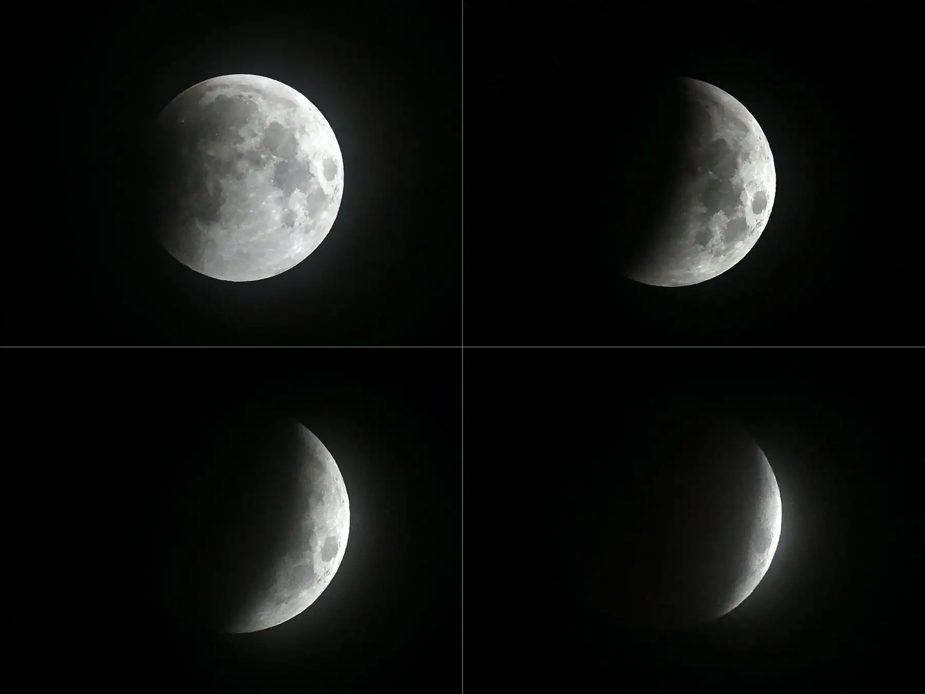 Esta combinación de imágenes muestra la luna llena durante un eclipse de "luna de sangre" visto desde Dambulla el 28 de julio de 2018.
El eclipse de "luna de sangre" más largo de este siglo comenzó el 27 de julio, coincidiendo con el enfoque más cercano de Marte en 15 años para tratar a los observadores del cielo de todo el mundo a un emocionante espectáculo celestial.
   AFP