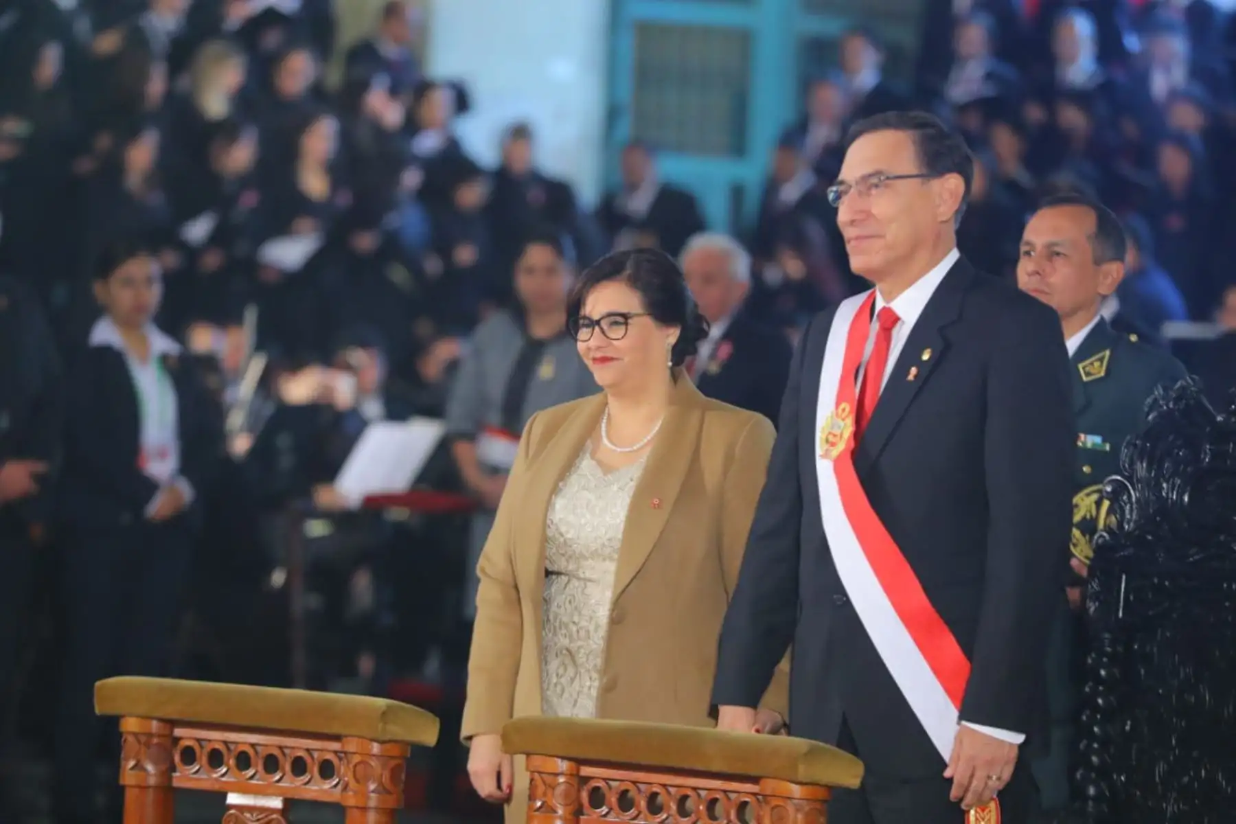 El Presidente de la República, Martín Vizcarra Cornejo, junto a ministros de Estado y congresistas de la República, participa en la misa solemne y tedeum por Fiestas Patrias que se realiza en la Catedral de Lima. Foto: ANDINA/Prensa Presidencia.