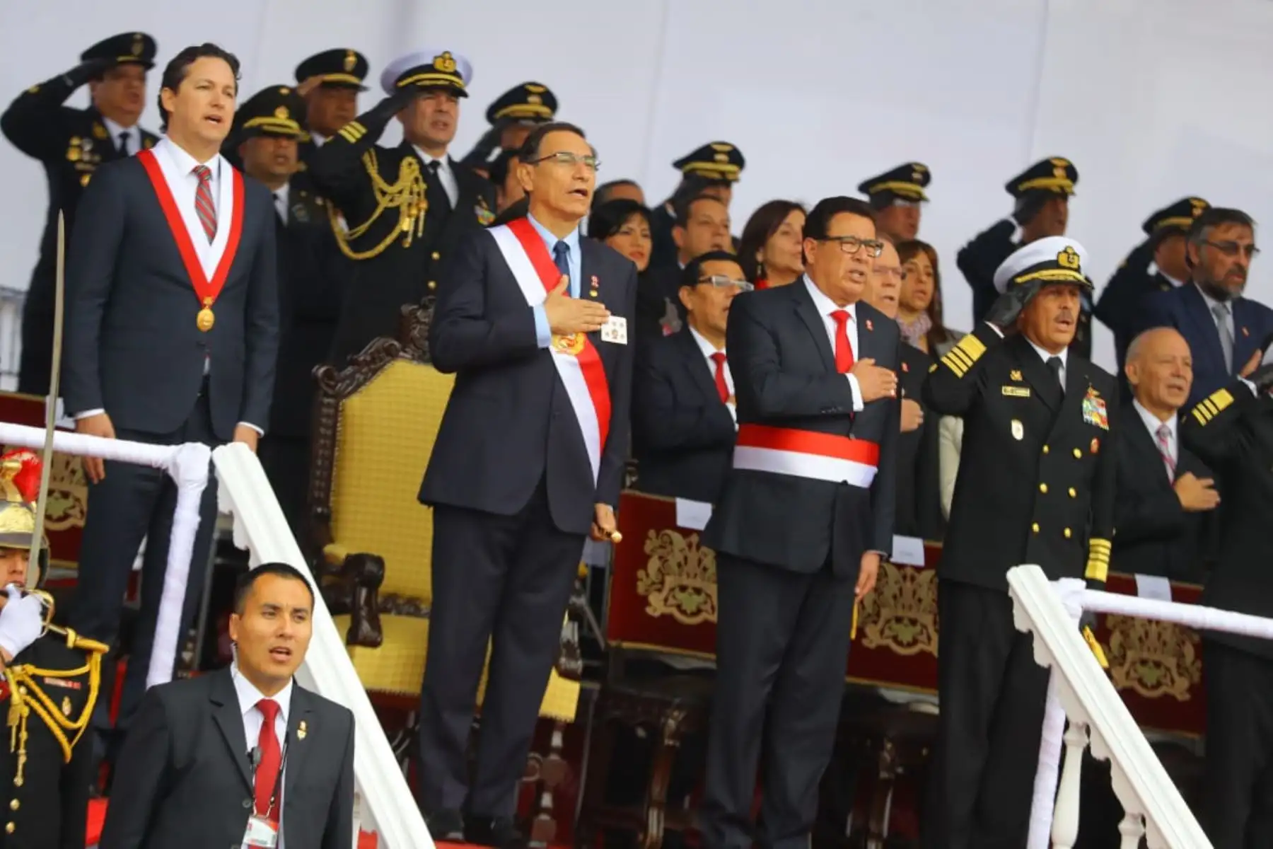 El presidente de la República, Martín Vizcarra, preside   la Gran Parada Militar por Fiestas Patrias. Foto: ANDINA/Prensa Presidencia