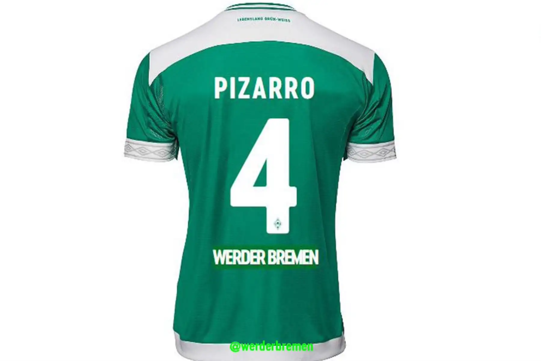 Camiseta que usara Claudio Pizarro  en el  Werder Bremen. Foto: ANDINA/Difusión