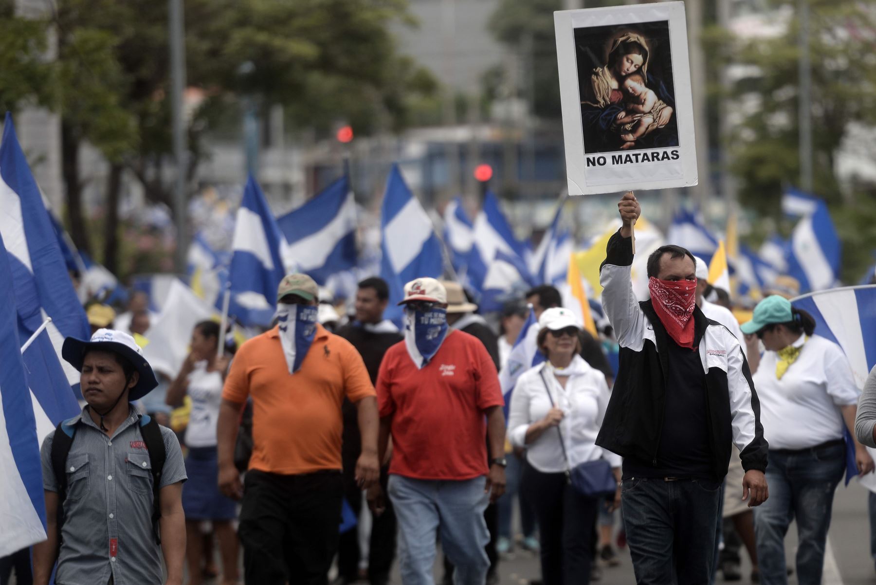 Manifestantes antigubernamentales en Managua Foto: AFP