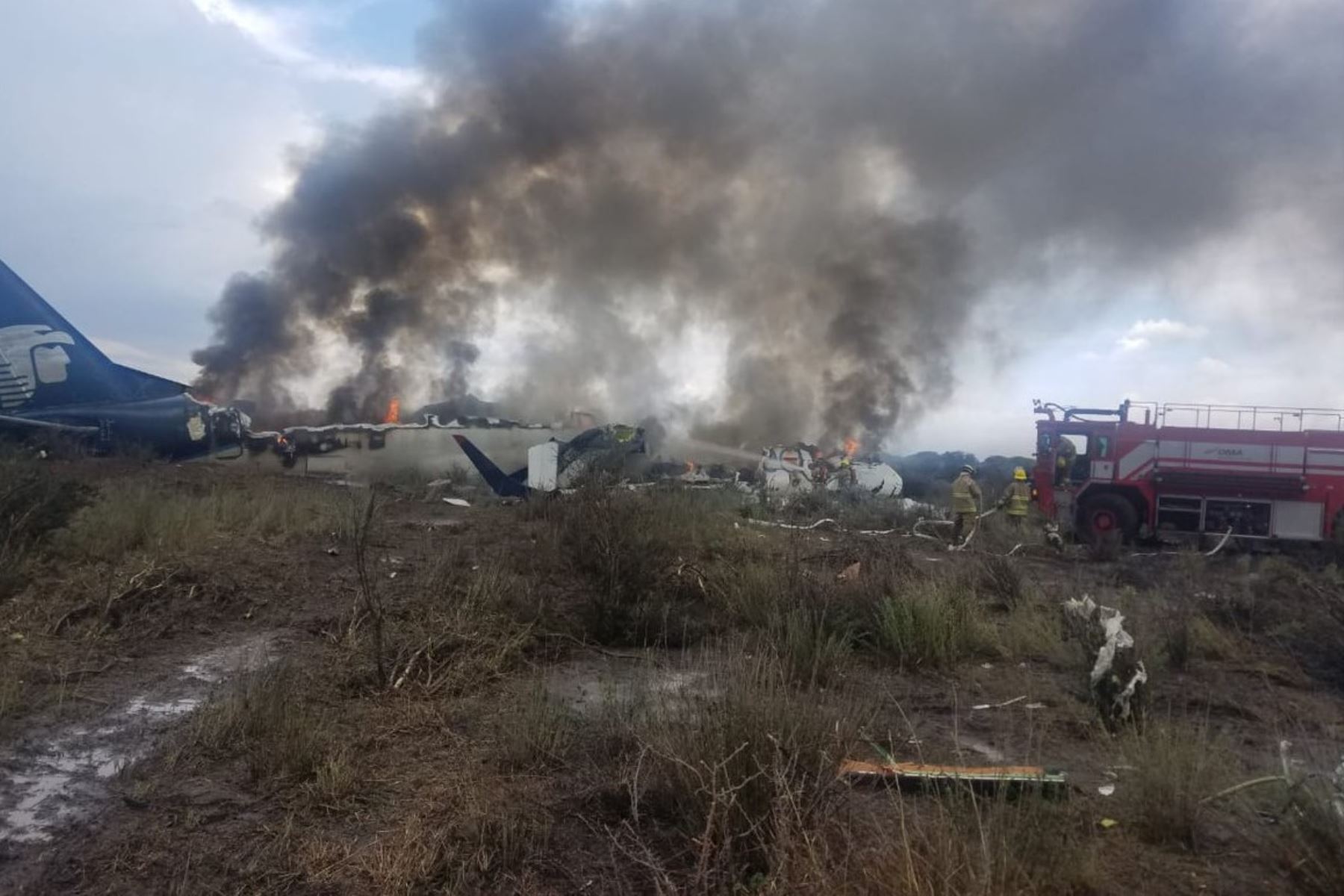 Accidente de avión de Aeroméxico en Durango, México Foto: @n_larenas/Twitter