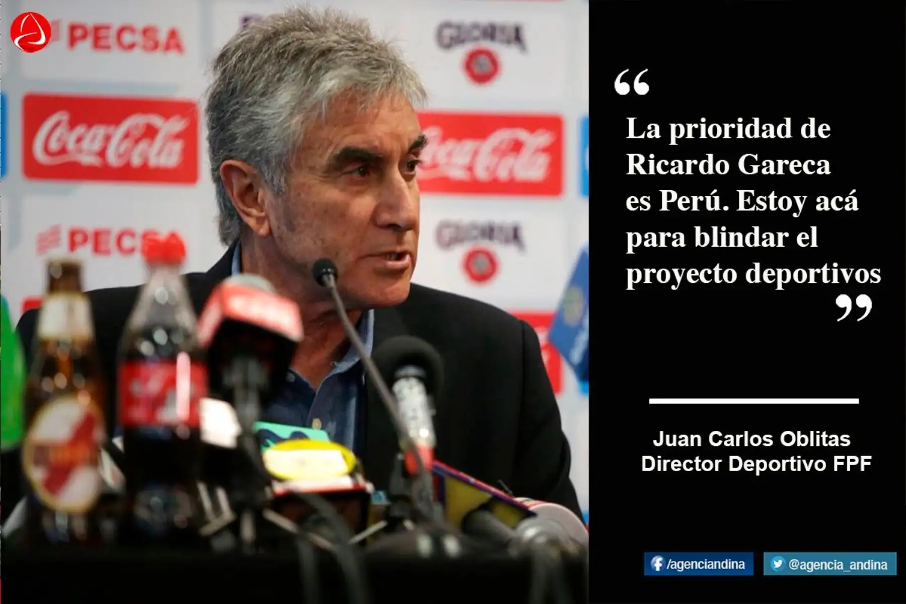 Juan Carlos Oblitas ofrece conferencia de prensa. Foto: ANDINA/FPF