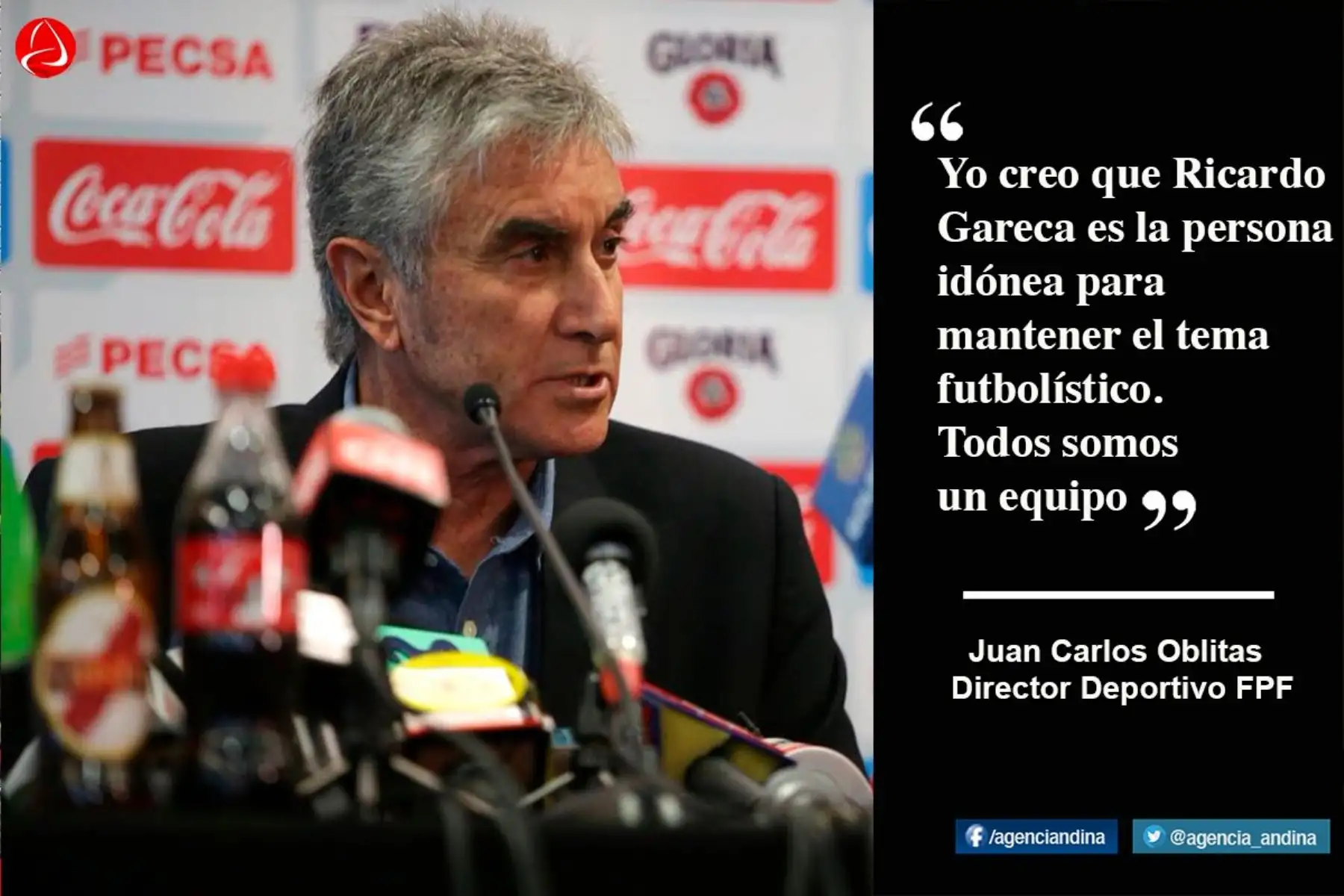 Juan Carlos Oblitas ofrece conferencia de prensa. Foto: ANDINA/FPF