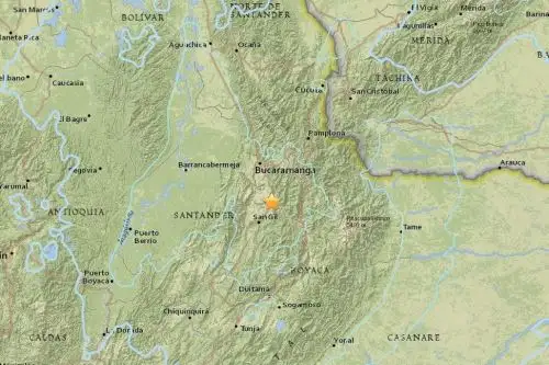 Sismo en el departamento de Santander, Colombia Foto: @CNNEE/Twitter