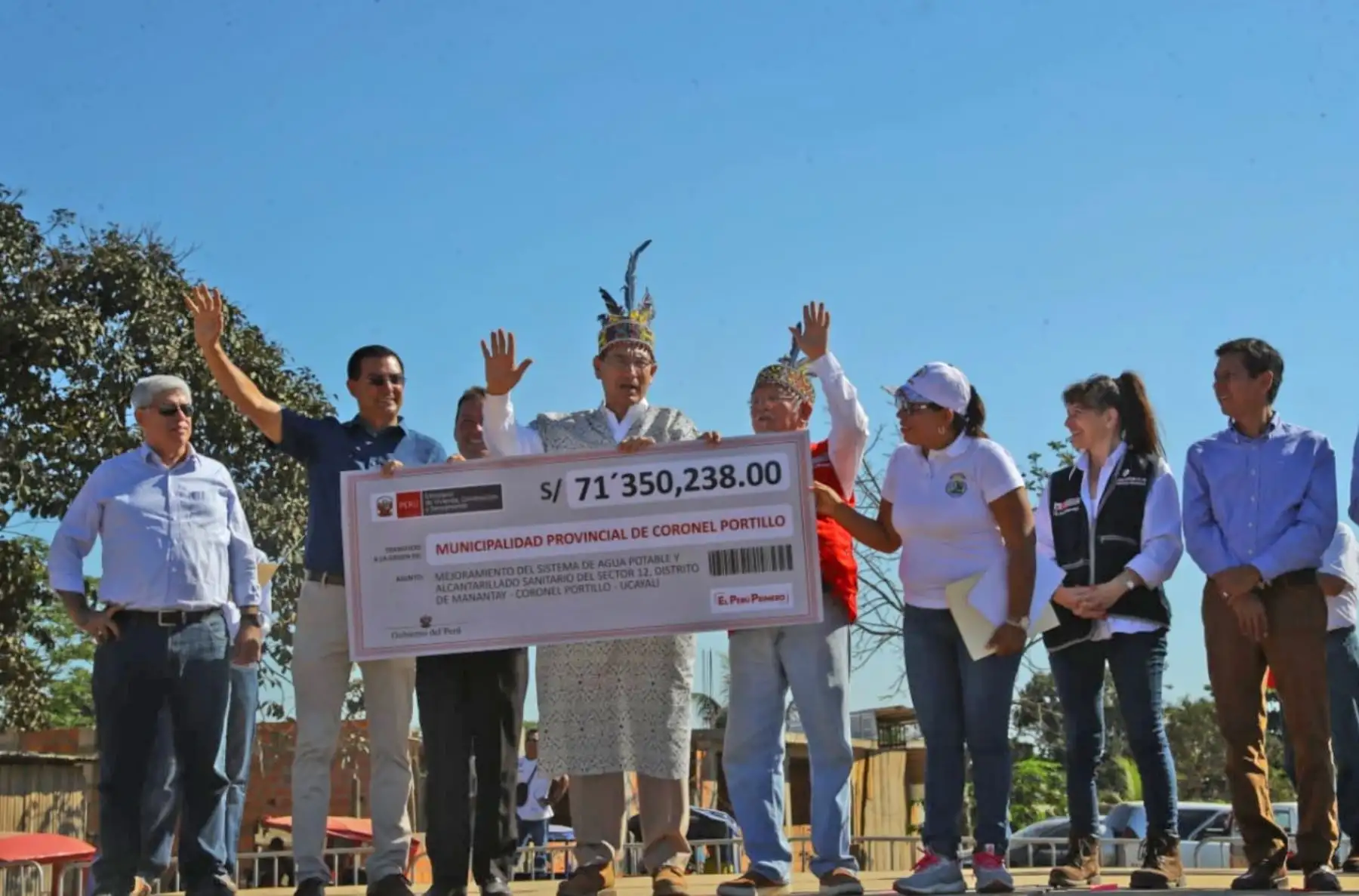 Jefe del Estado, Martín Vizcarra, anunció el financiamiento del proyecto "Mejoramiento del sistema de agua potable y alcantarillado sanitario del sector 12, distrito de Manantay–Coronel Portillo–Ucayali". Foto: ANDINA/Prensa Presidencia.
