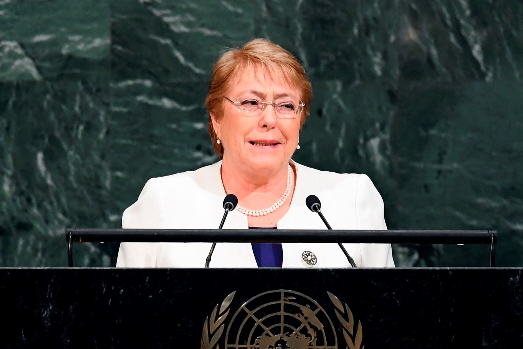 Michelle Bachelet habla en la 72 Asamblea General de las Naciones Unidas en Nueva York Foto: AFP