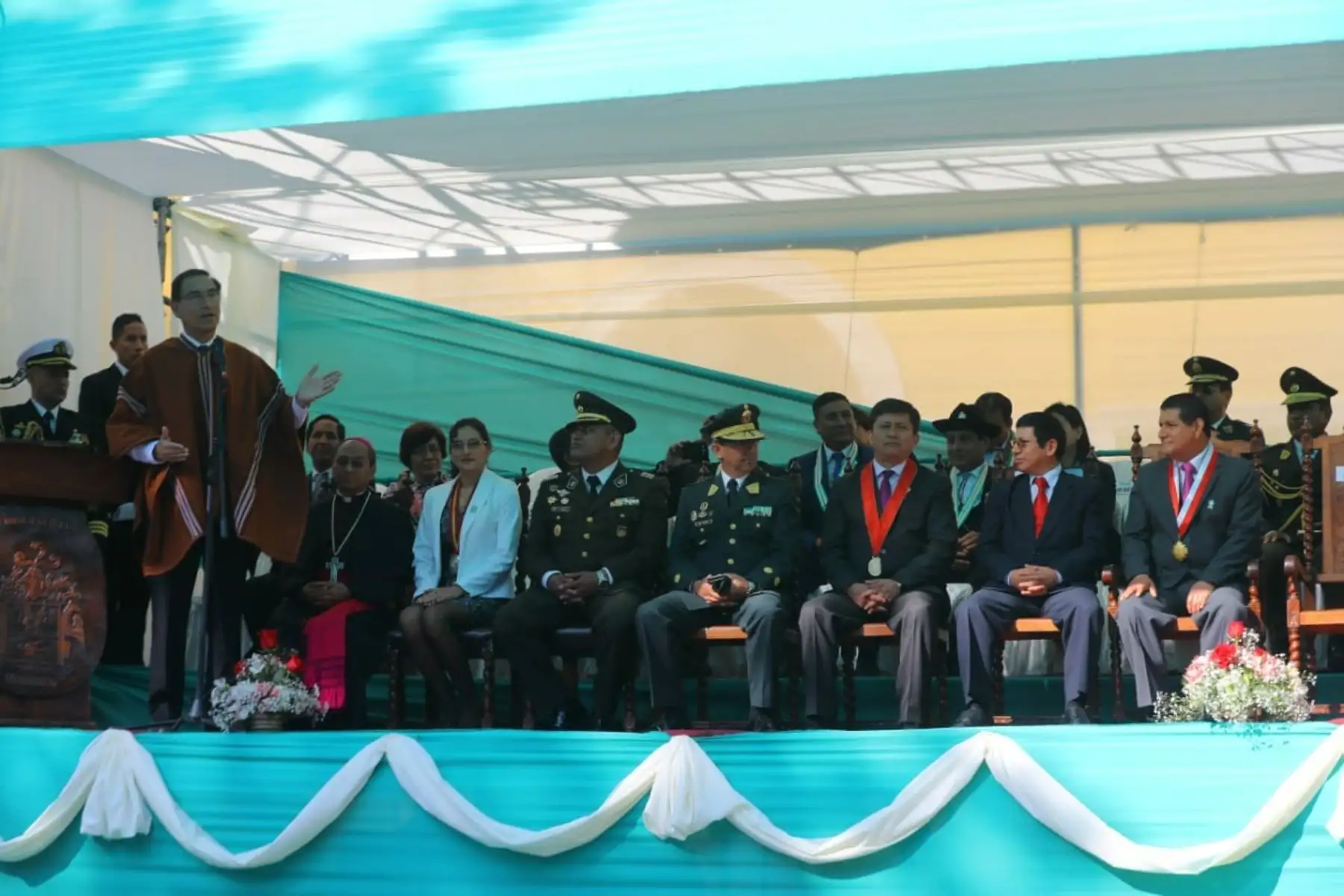 Jefe del Estado, Martín Vizcarra, preside la ceremonia  por el 479 aniversario de la fundación española de la  ciudad de Huánuco. Foto: ANDINA/Prensa Presidencia