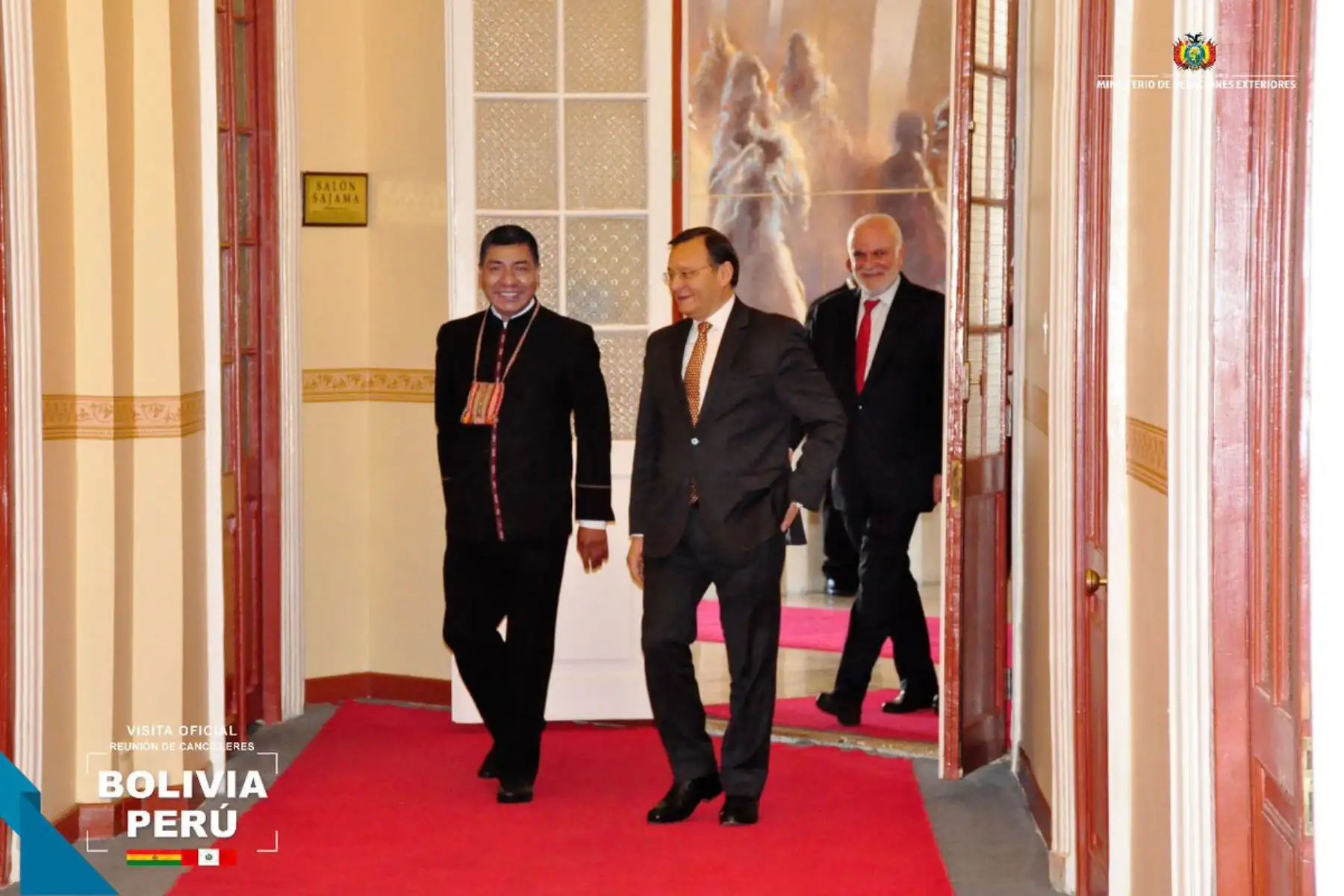 El Canciller peruano Néstor Popolizio sostiene una  reunión con el  Ministro de Relaciones Exteriores de Bolivia, Fernando Huanacuni , en el marco de su Visita Oficial al Estado Plurinacional de Bolivia.Foto: ANDINA/Cancillería Boliviana