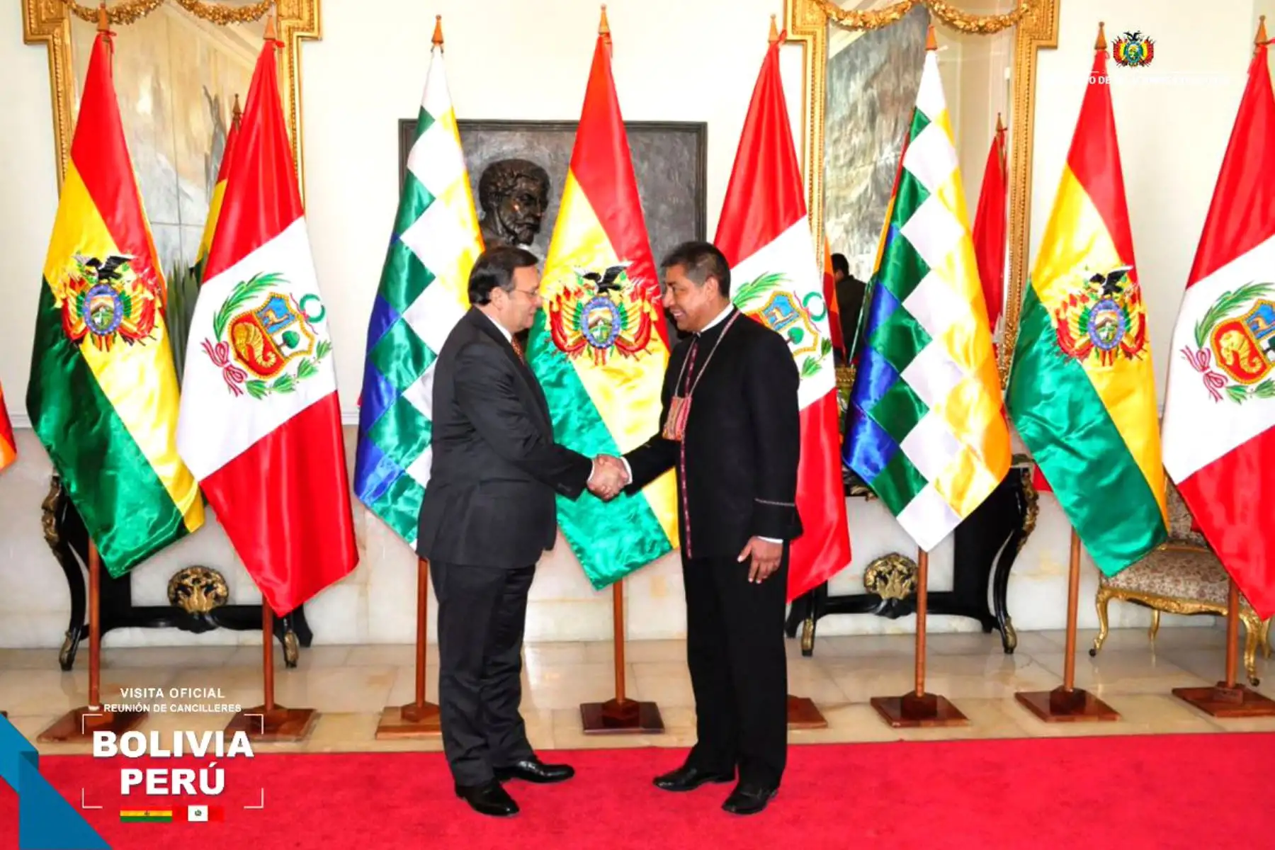 El Canciller peruano Néstor Popolizio sostiene una  reunión con el  Ministro de Relaciones Exteriores de Bolivia, Fernando Huanacuni , en el marco de su Visita Oficial al Estado Plurinacional de Bolivia.Foto: ANDINA/Cancillería Boliviana