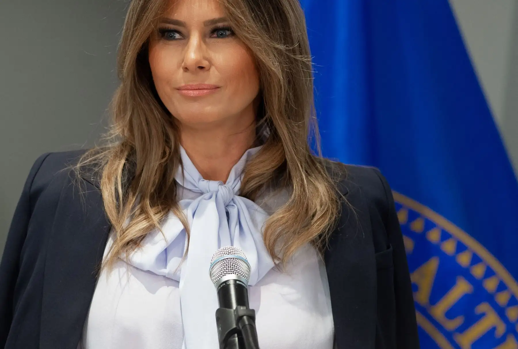 Melania Trump, habla durante la Cumbre de Prevención del Acoso Cibernético de Prevención de Acoso Escolar (FPBP) Foto: AFP