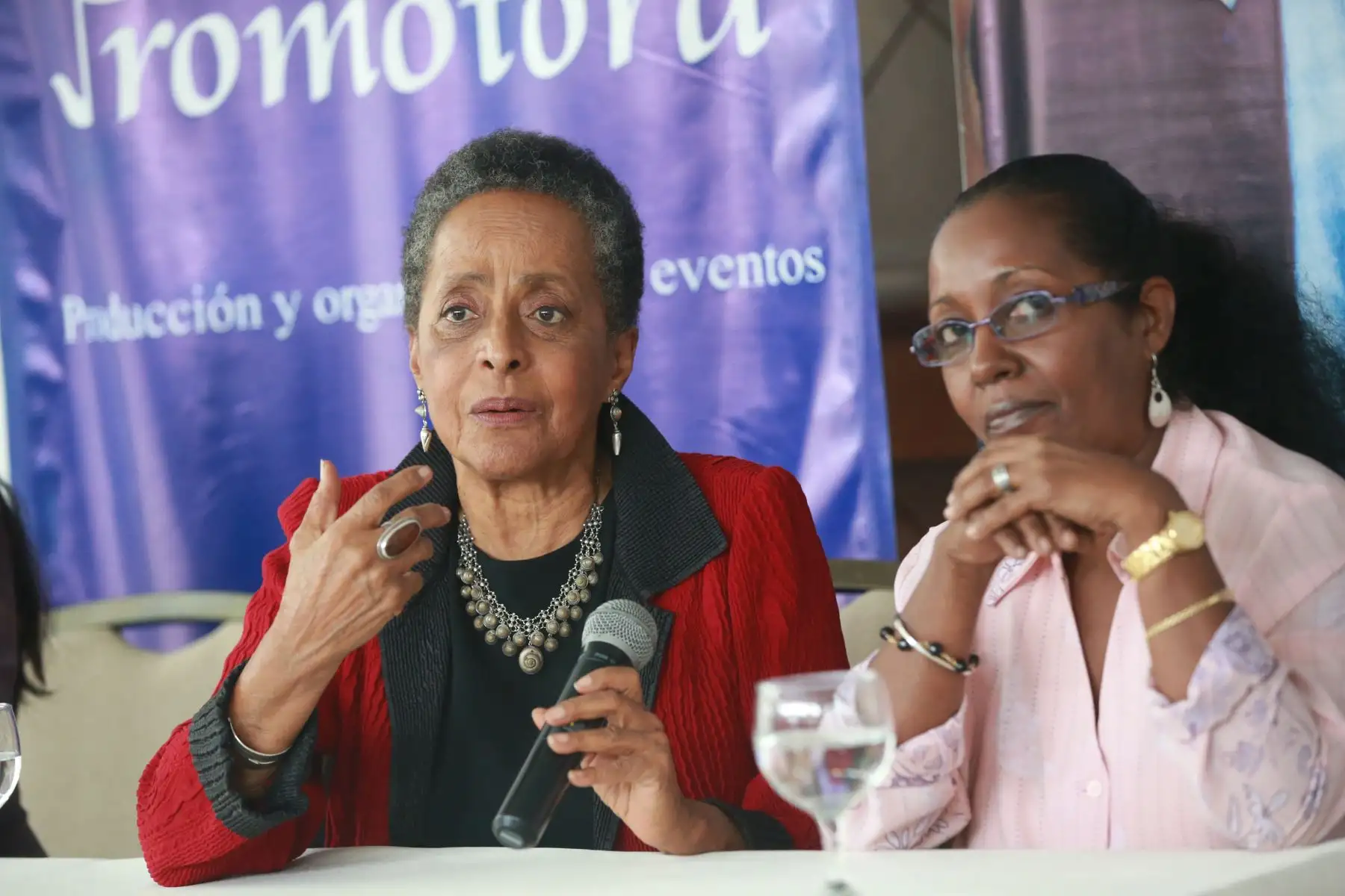 Susana Baca y Argelia Fragoso. Cantante cubana, anuncian concierto "Quiereme", en el teatro nacional. Foto.ANDINA/ Jhony Laurente