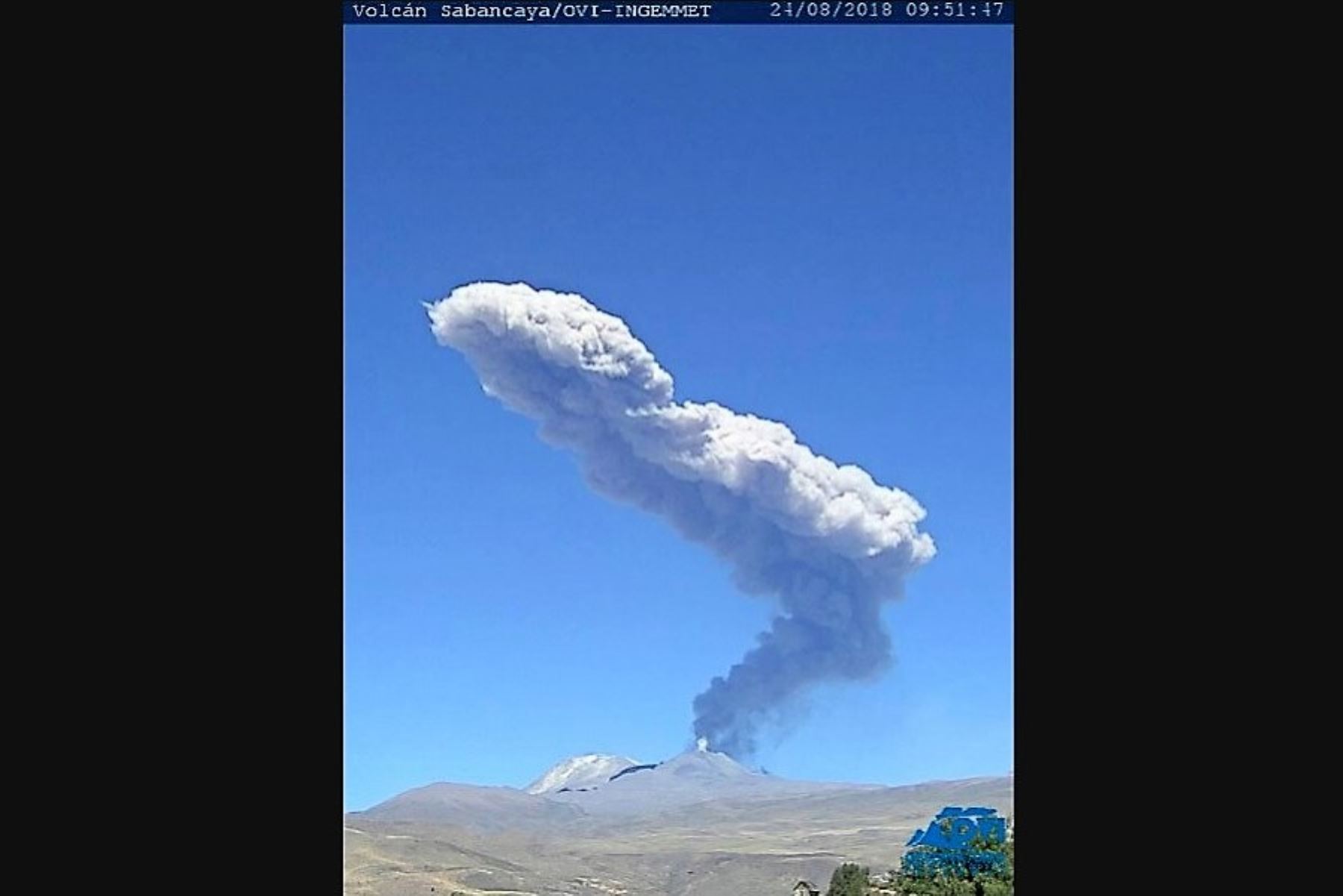 Explosión en volcán Sabancaya afecta a 7 distritos de Arequipa. FOTO: OVI/Ingemmet