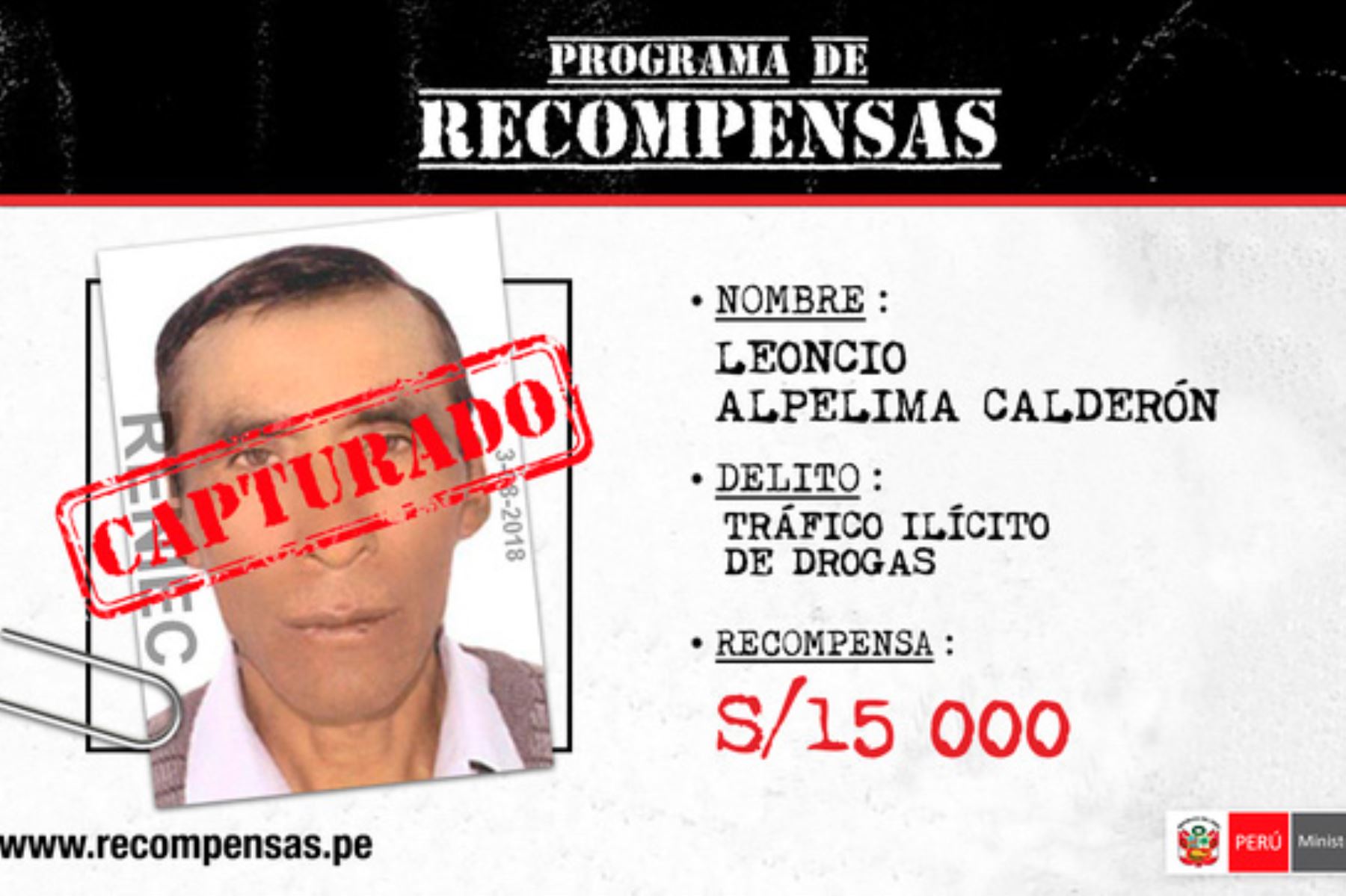 Efectivos de la comisaría sectorial Pampas del Frente Policial Vraem detuvieron a Leoncio Alpelima Calderón, de 56 años de edad, en la carretera principal de Huancayo-Pampas.