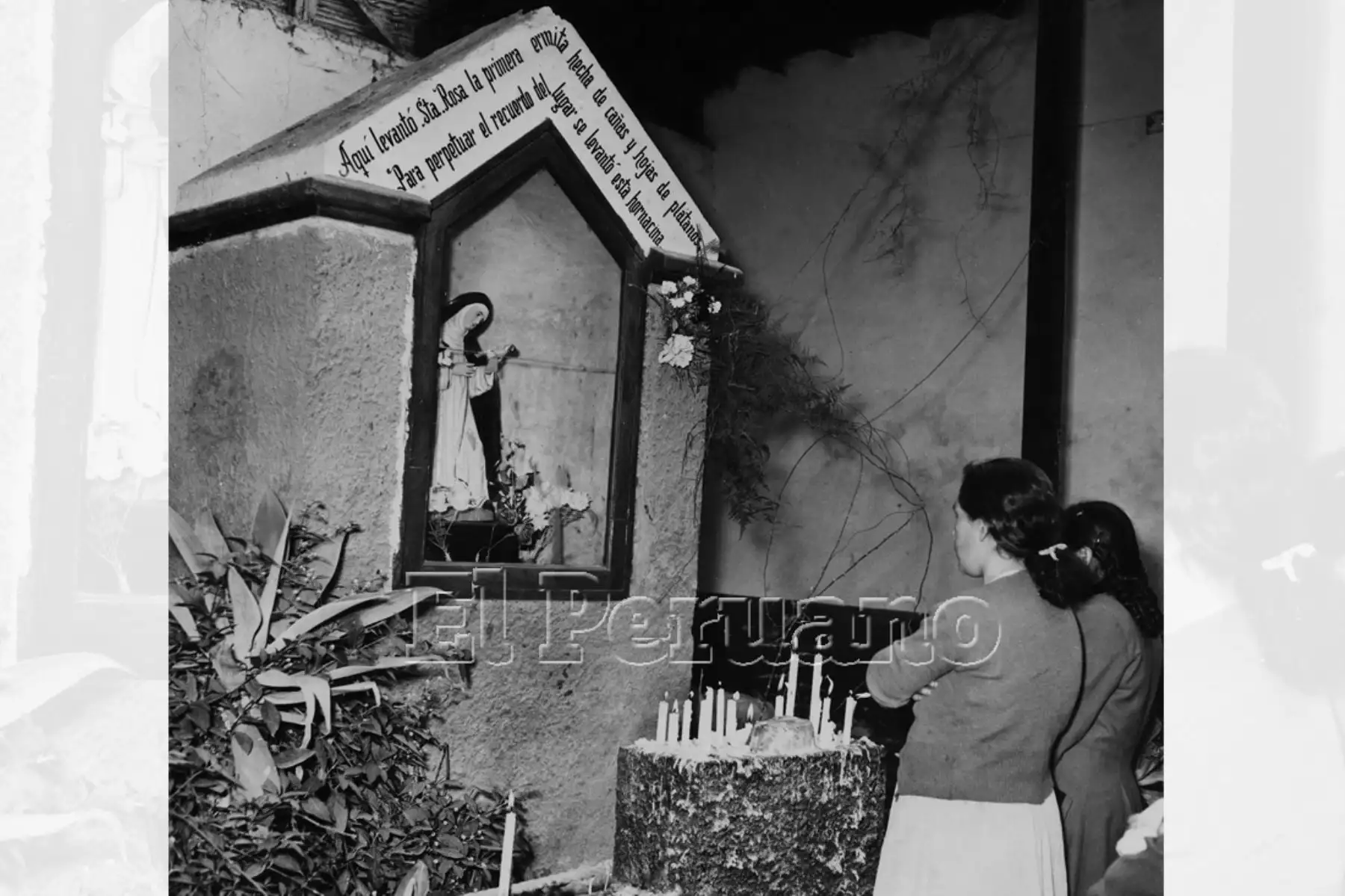 Primera ermita hecha de cañas y hojas de plátano, contiene la imagen de Santa Rosa de Lima (1957). Foto: Archivo Histórico de EL PERUANO