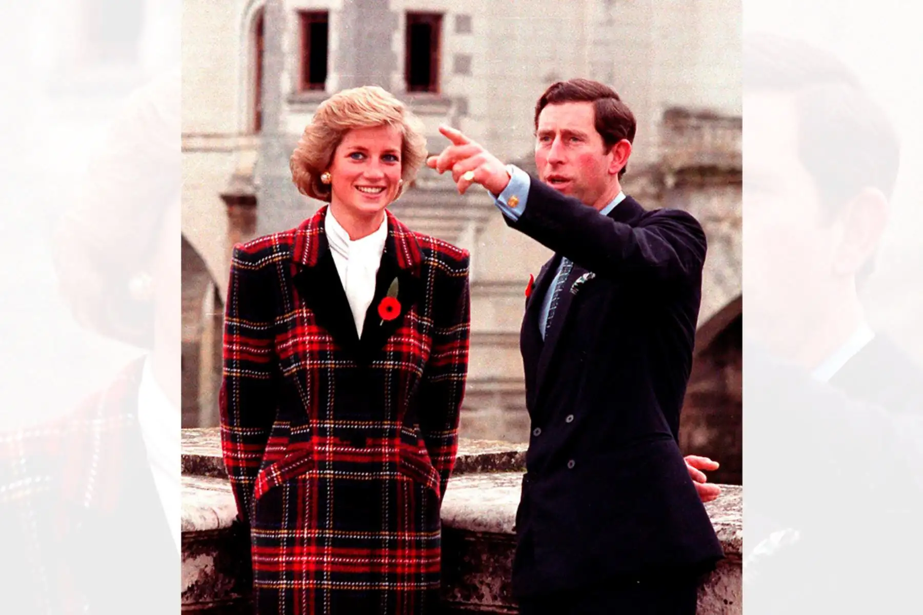 Los Príncipes de Gales, Diana y Carlos, posando para los fotógrafos en frente del castillo de Chenonceaux durante el quinto día de su visita a Francia (1988). Foto: EFE