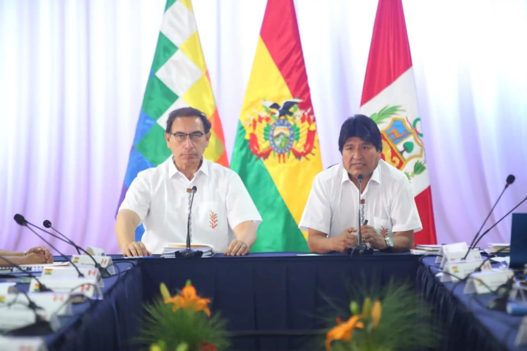 Encuentro entre los presidentes Martín Vizcarra y Evo Morales, previo al IV Gabinete Binacional Perú - Bolivia, que se realiza en la ciudad de Cobija. Foto: ANDINA/Prensa Presidencia