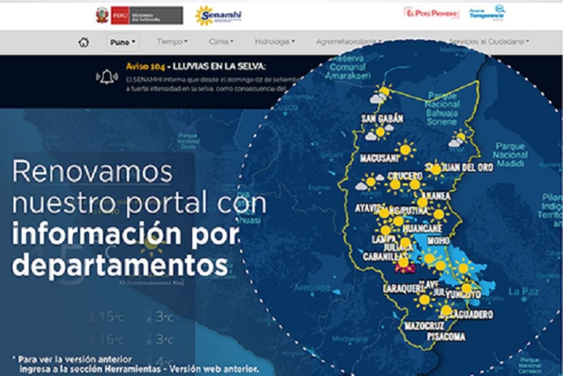Renovada página web del Senamhi detalla información climática en regiones