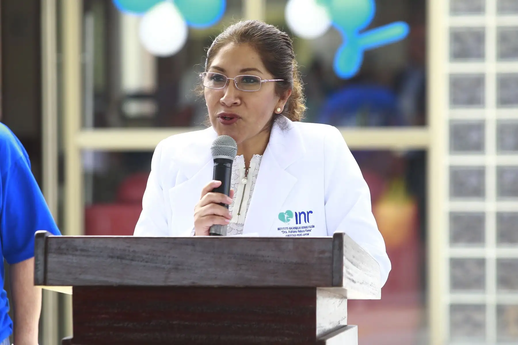 Palabras de la Dra. Rosa Montalvo, directora de la Dirección de Fuerzas Motoras del Instituto Nacional de Rehabilitación " Dra.Adriana Rebaza Flores " Amistad Perú - Japón. Foto: ANDINA/Eddy Ramos