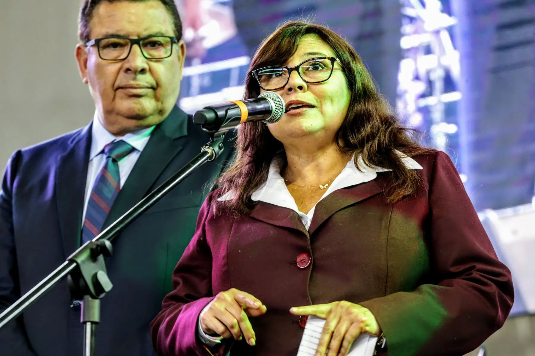 Ministros de Defensa, José Huerta y de la Mujer, Ana María Mendieta, encabezan jornada de sensibilización contra la violencia hacia la mujer. Foto: ANDINA/Luis Iparraguirre