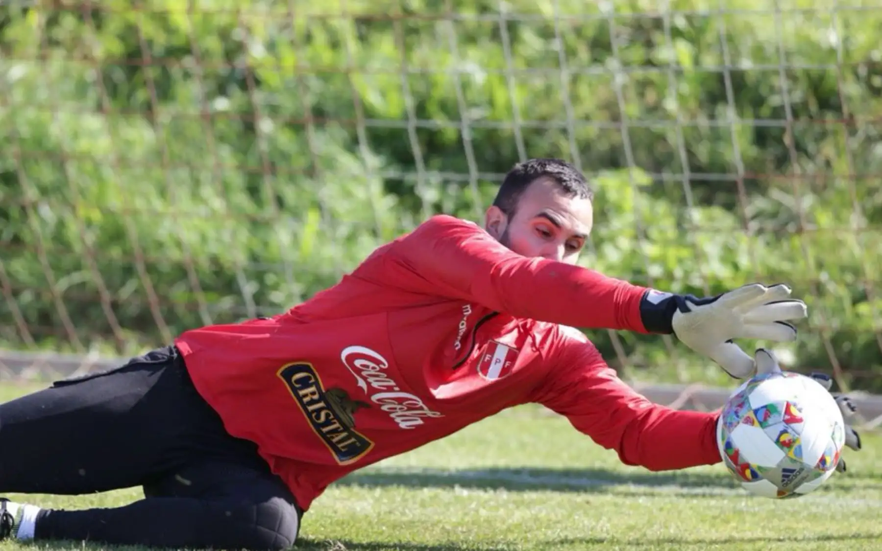 José Carvallo durante el entrenamiento de la bicolor en el estadio Mingolsheim .Foto: ANDINA/FPF