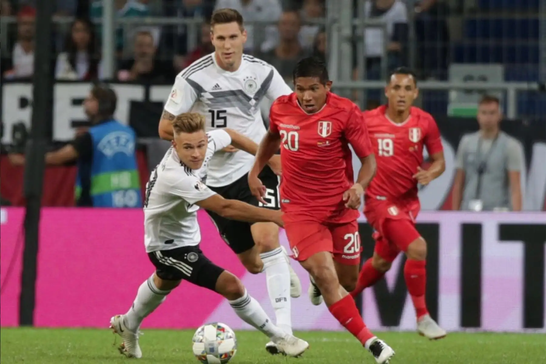 La selección peruana de fútbol, empata 1 a 1 con su similar de Alemania, en lo que es su segundo partido amistoso, luego de su participación en el mundial de Rusia 2018.Foto:FPF