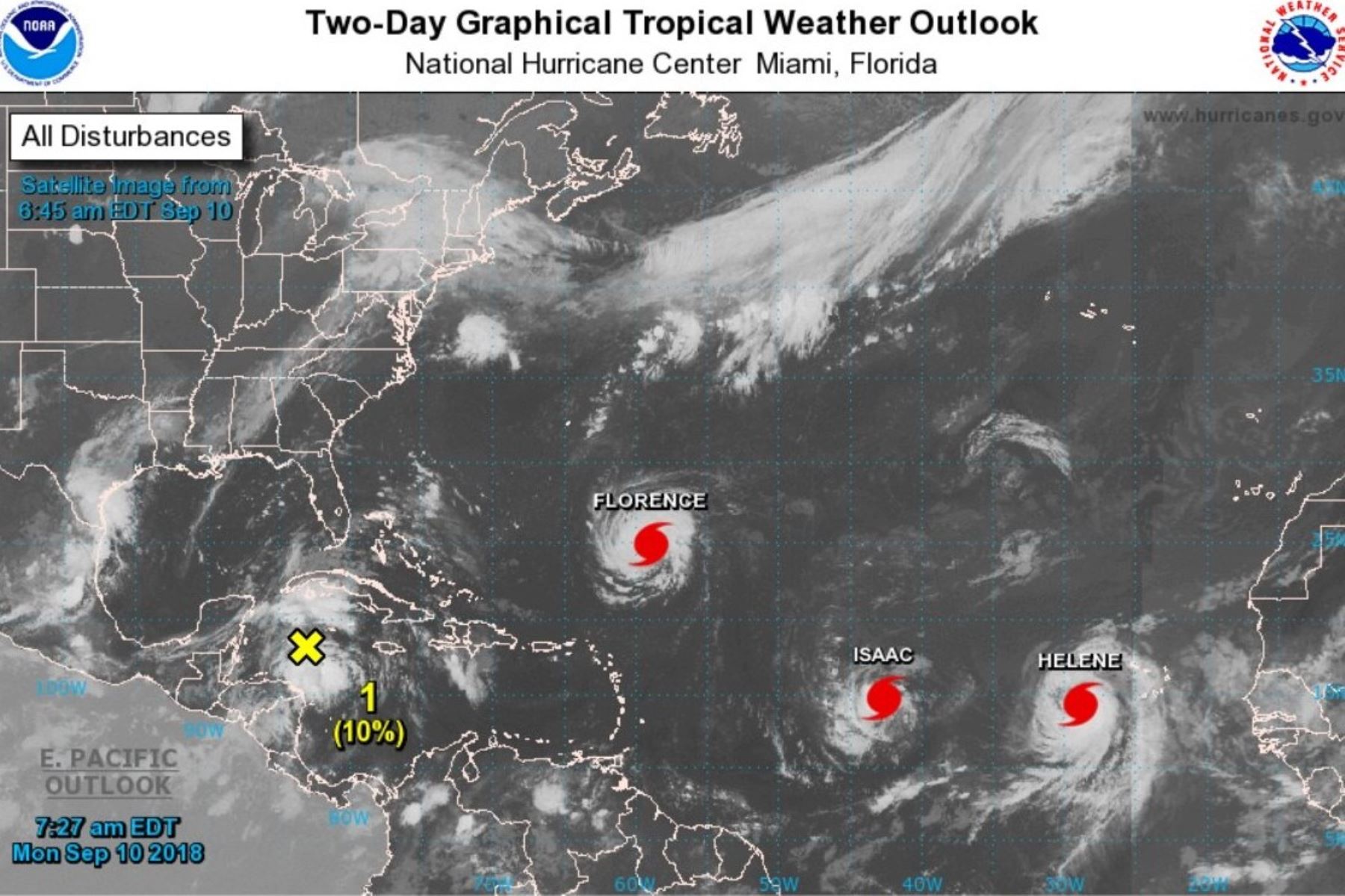 El Centro Nacional de Huracanes (NHC) indicó que Helen se ha fortalecido y alcanzará categoría 3 Foto. EFE